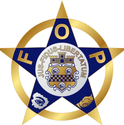 Yellow and blue FOP logo