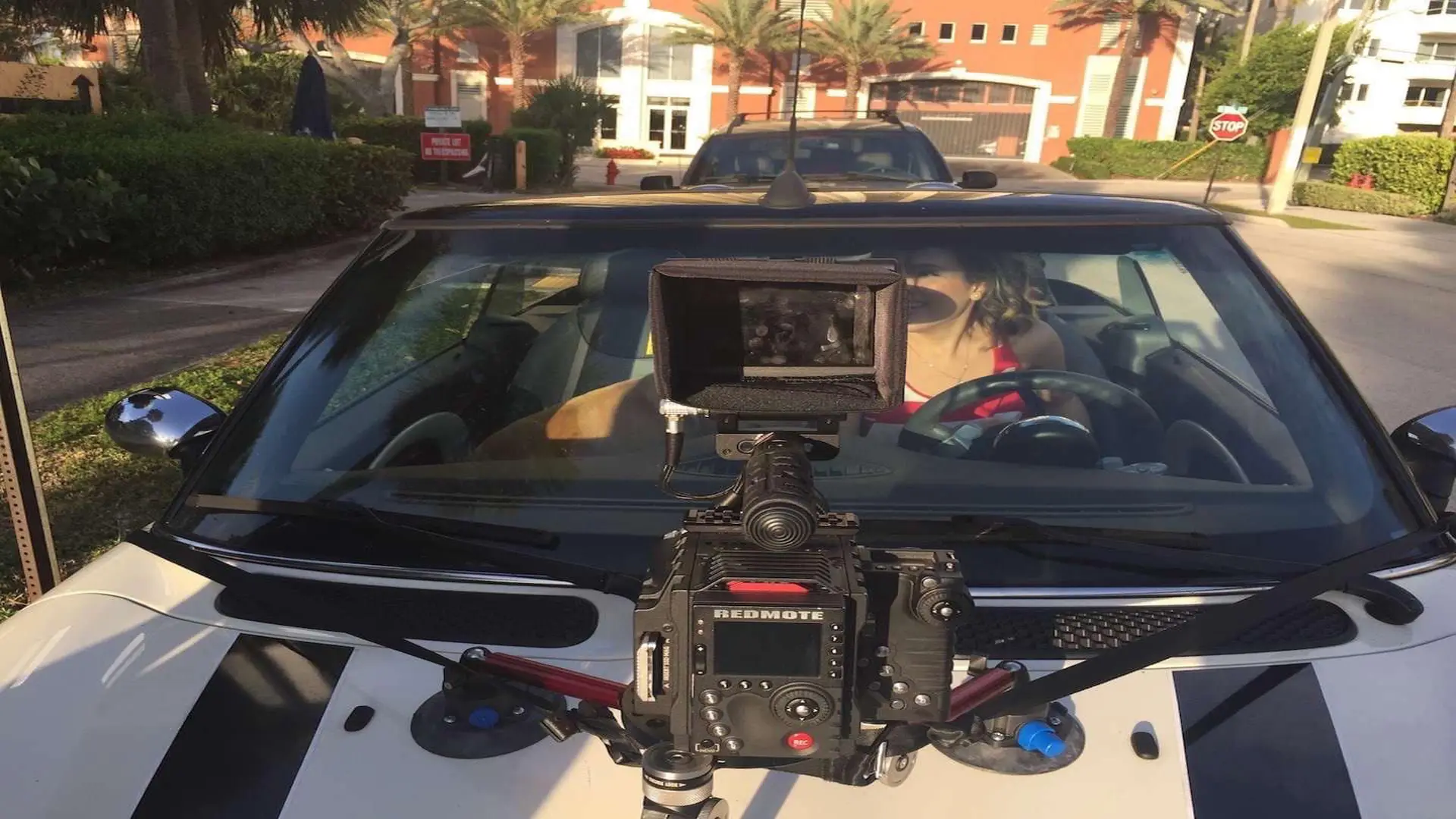 Purebred Breeders 21 View of video camera attached on a car for filming
