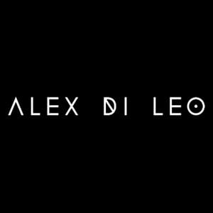 White Alex Di Leo Logo on black background