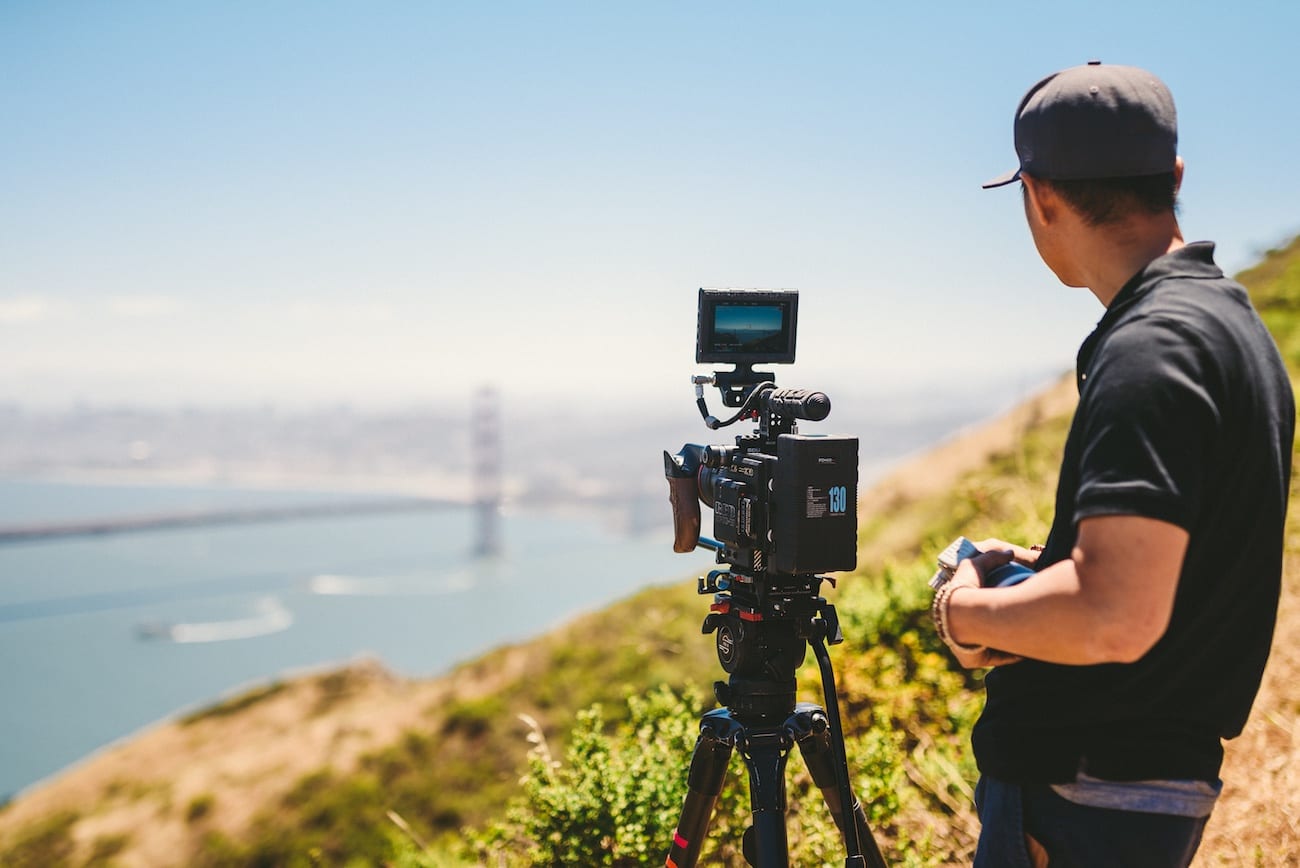 Tom Van Director of Photography taking a phot of San Francisco Bay