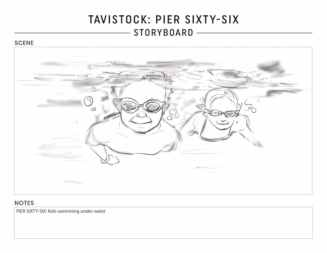 Tavistock Development Company C&I Studios Marketing Solutions Pier Sixty Six Storyboard Kids swimming under water