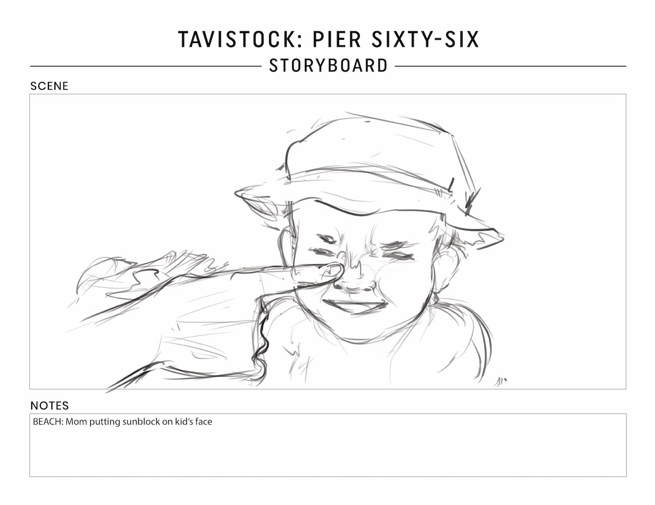 Tavistock Development Company C&I Studios Marketing Solutions Pier Sixty Six Storyboard Mom putting sunblock on kid's face