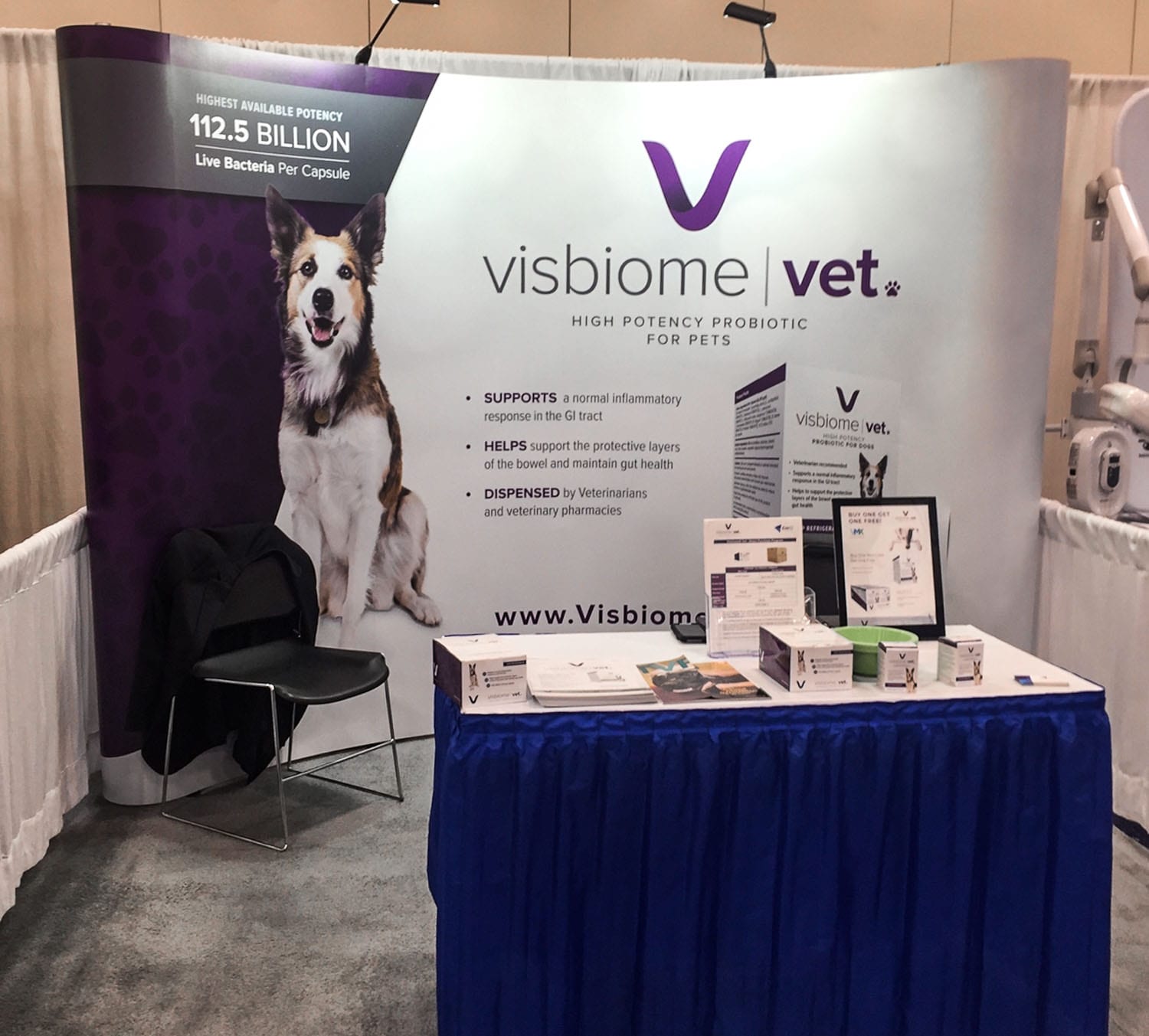 Booth for Visbiome Vet for High Potency Pet Probiotics with promotion materials