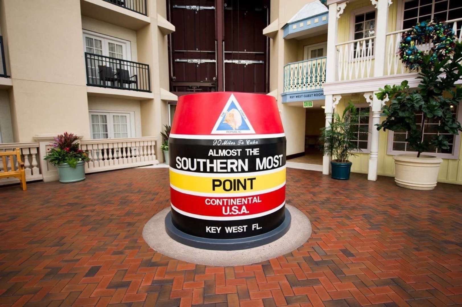 IU C&I Studios Portfolio Gaylord Palms Resort and Convention Center Interior showing a marker for almost the southern most point in USA.