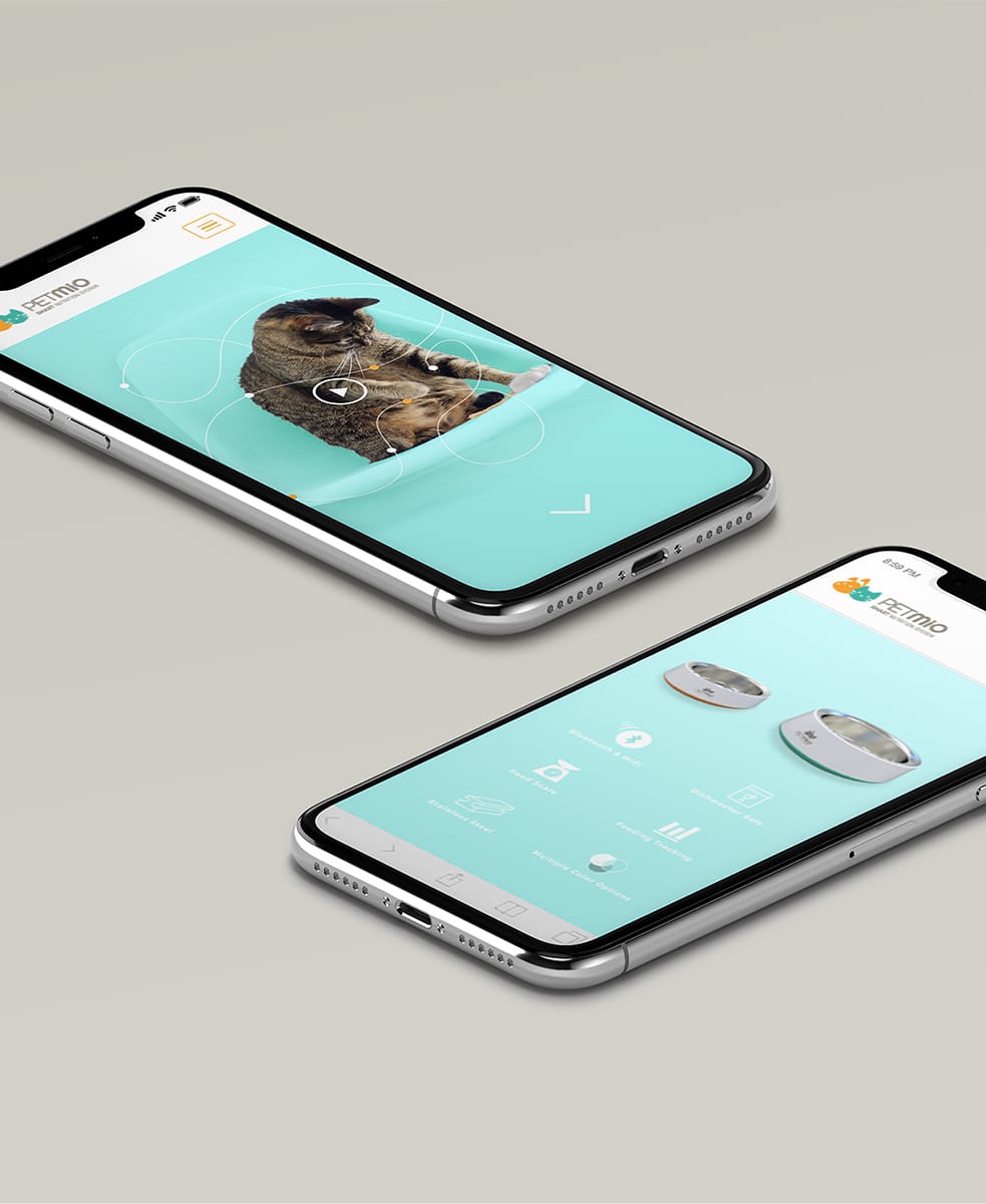 Mockup for Petmio site on two cellphones