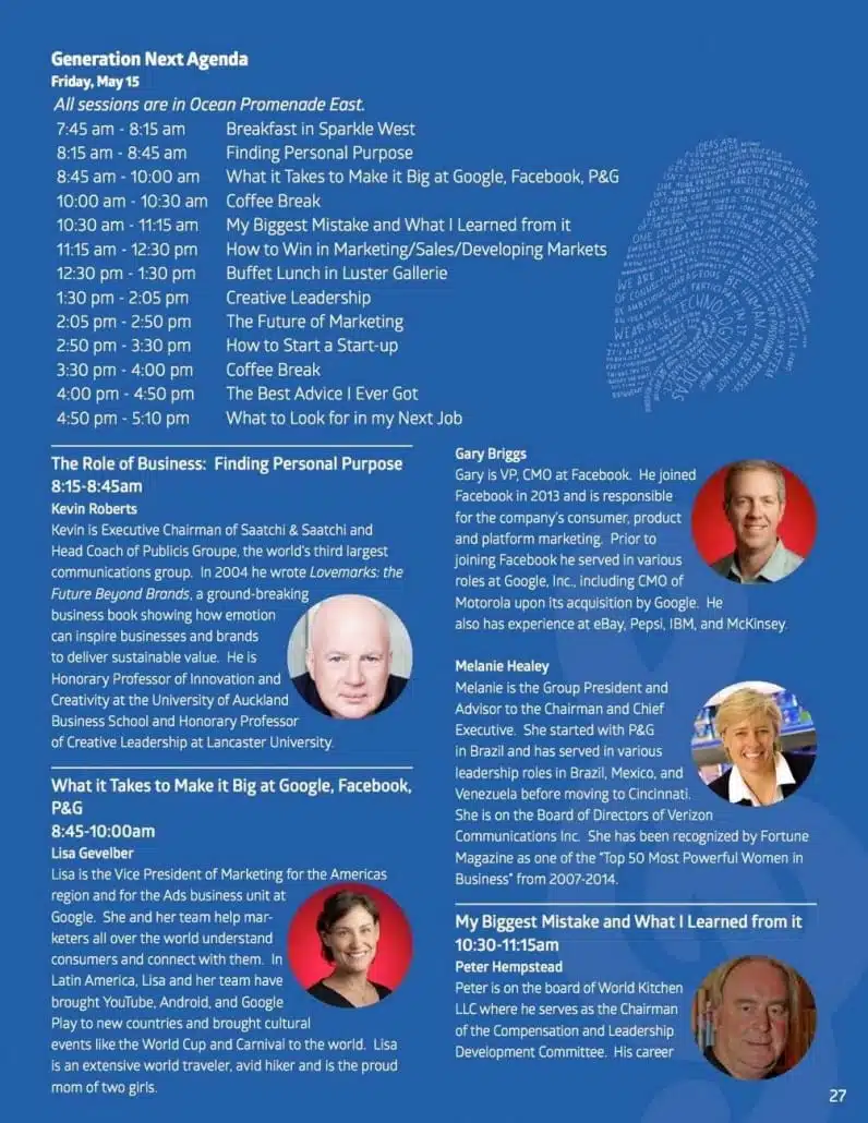 P&G 10 Procter and Gamble Generation Next Agenda Events