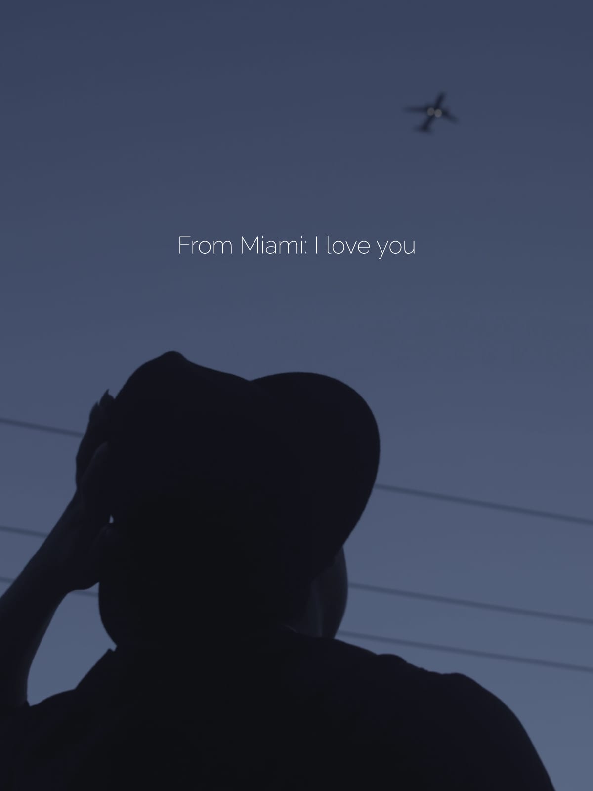 From Miami: I Love You cover. Silhouette of woman with hat posing for camera. Tv production Film Production