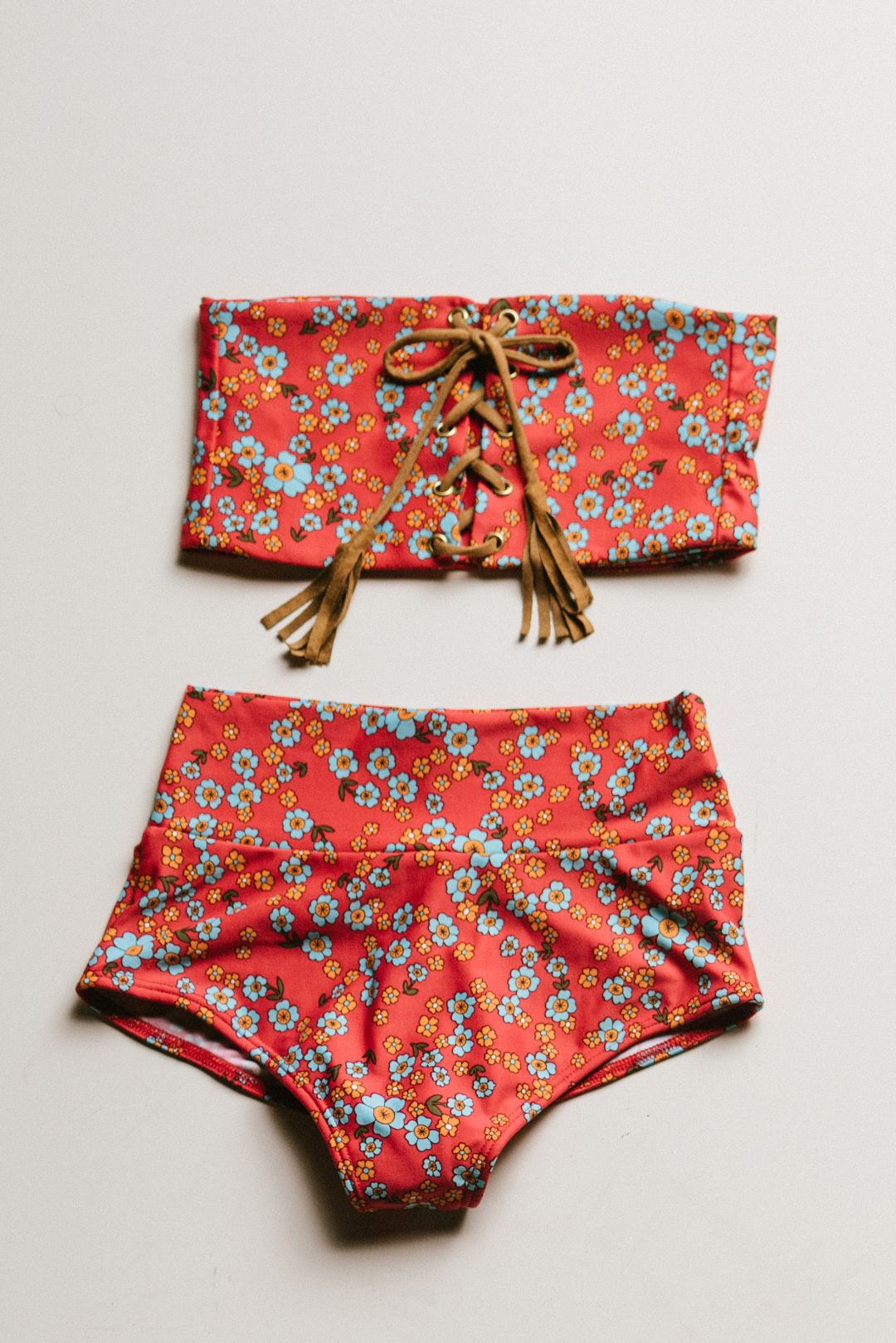 IU C&I Studios Portfolio The Shop Flat Lays Display of flowery bikini bottoms