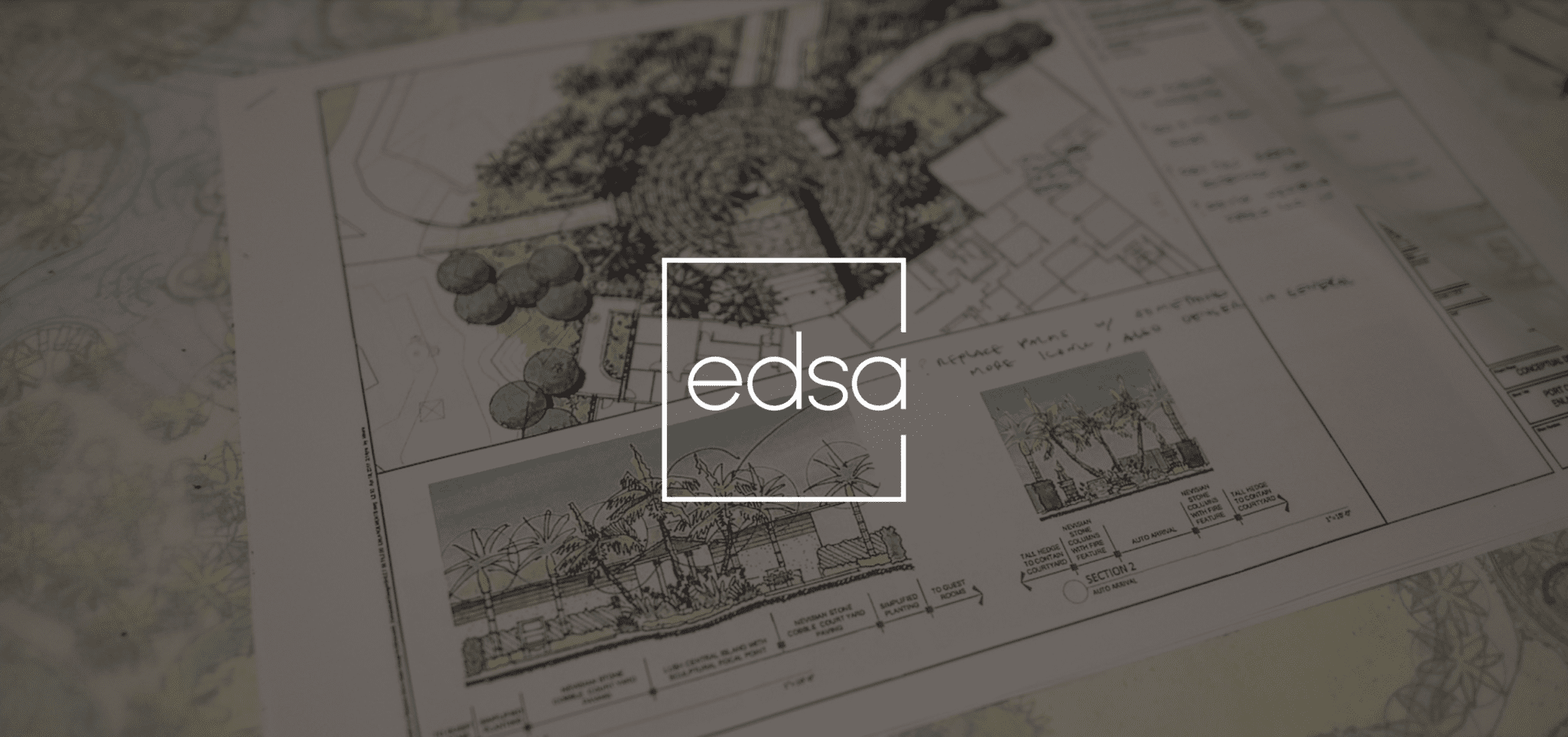 IU C&I Studios Page EDSA Cover White logo with architect drawing in background