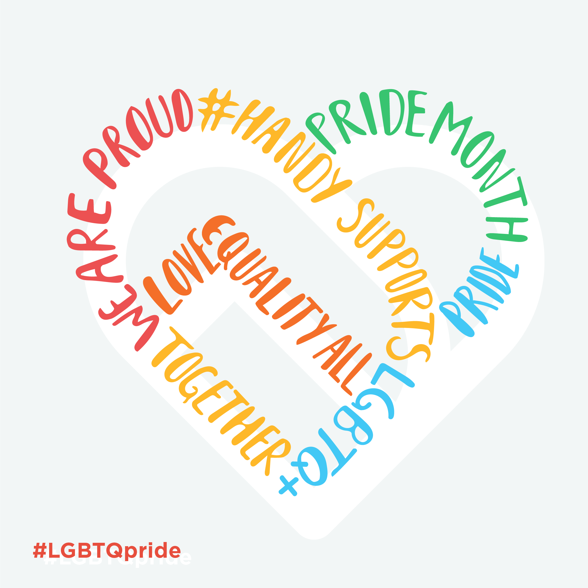 Multicolored Handy LGBTQ Pride Month logo