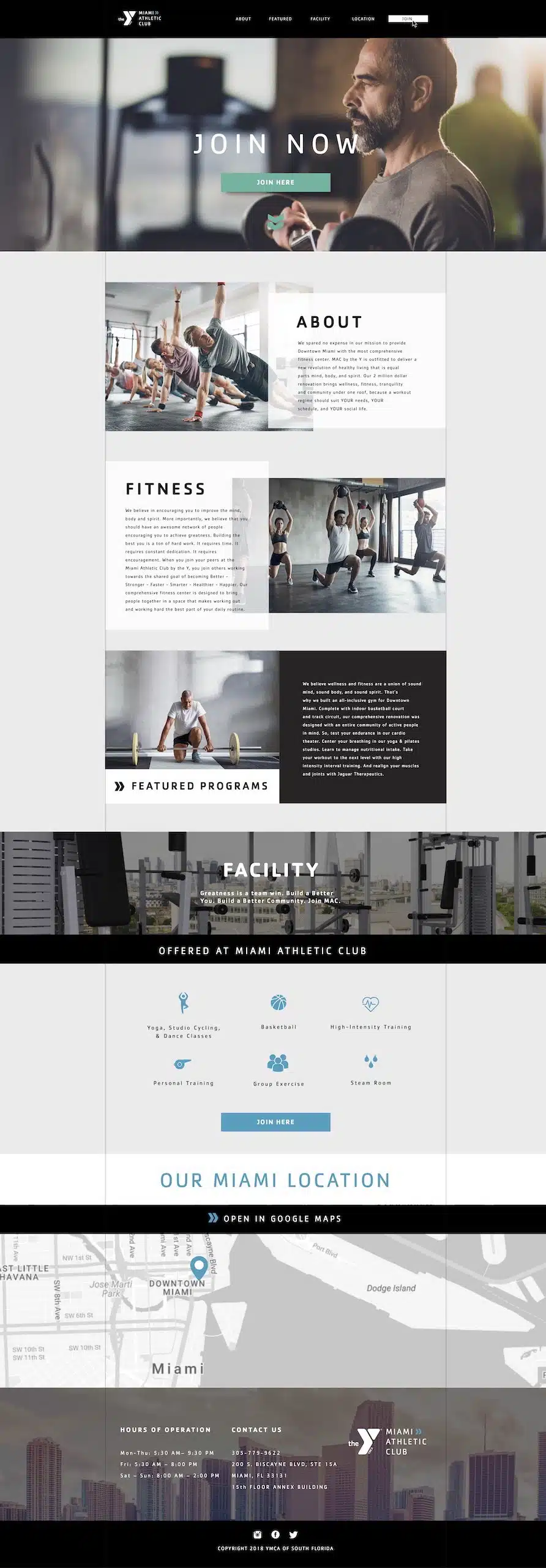 The YMCA 26 MAC Landing Page screenshot
