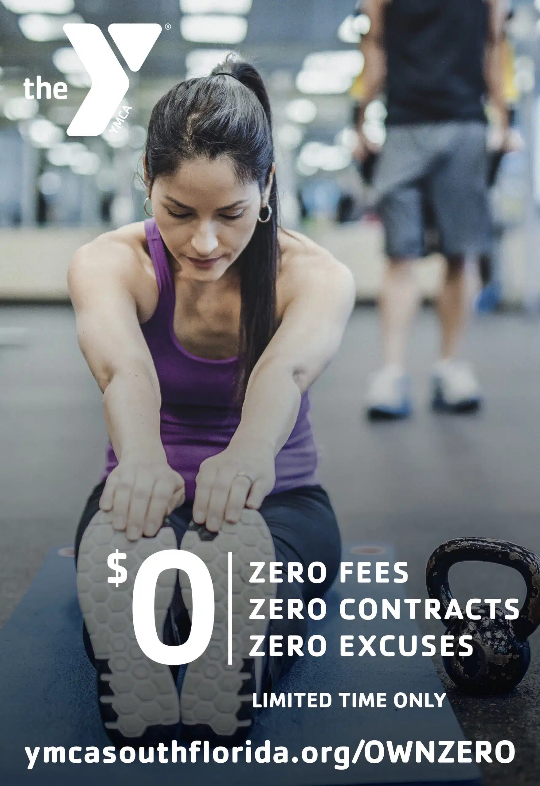 Woman doing stretches in background