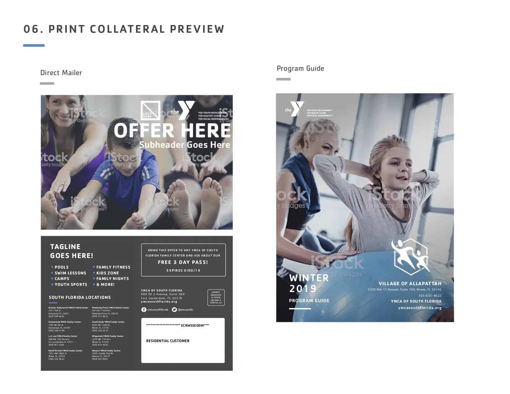 The YMCA 9 Print Collateral Previews of Mailer and Program Guide