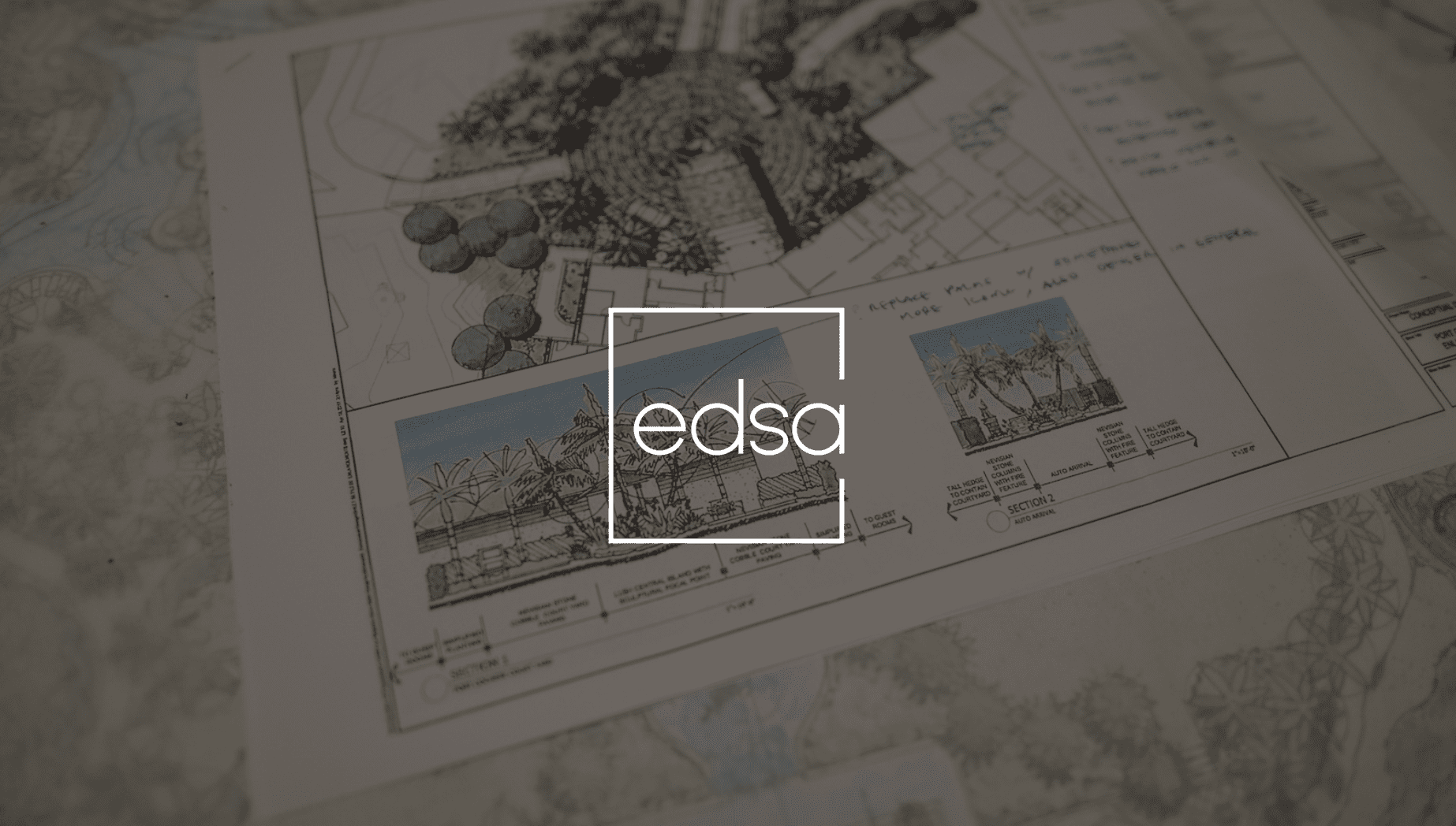 Keyword: Web Development .IU C&I Studios Page White EDSA logo against an architectural drawing backdrop