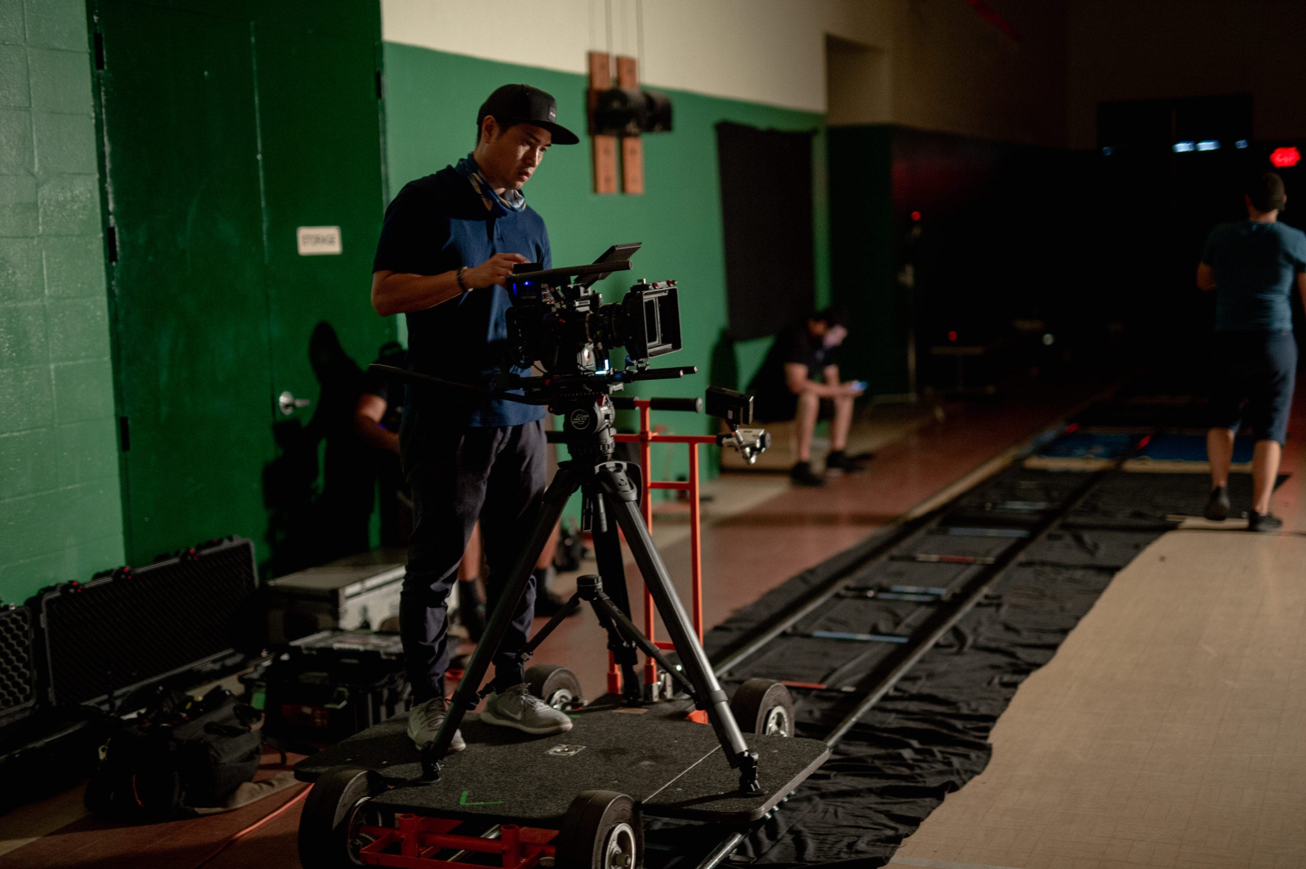 Nike Film crew working on equipment for a scene