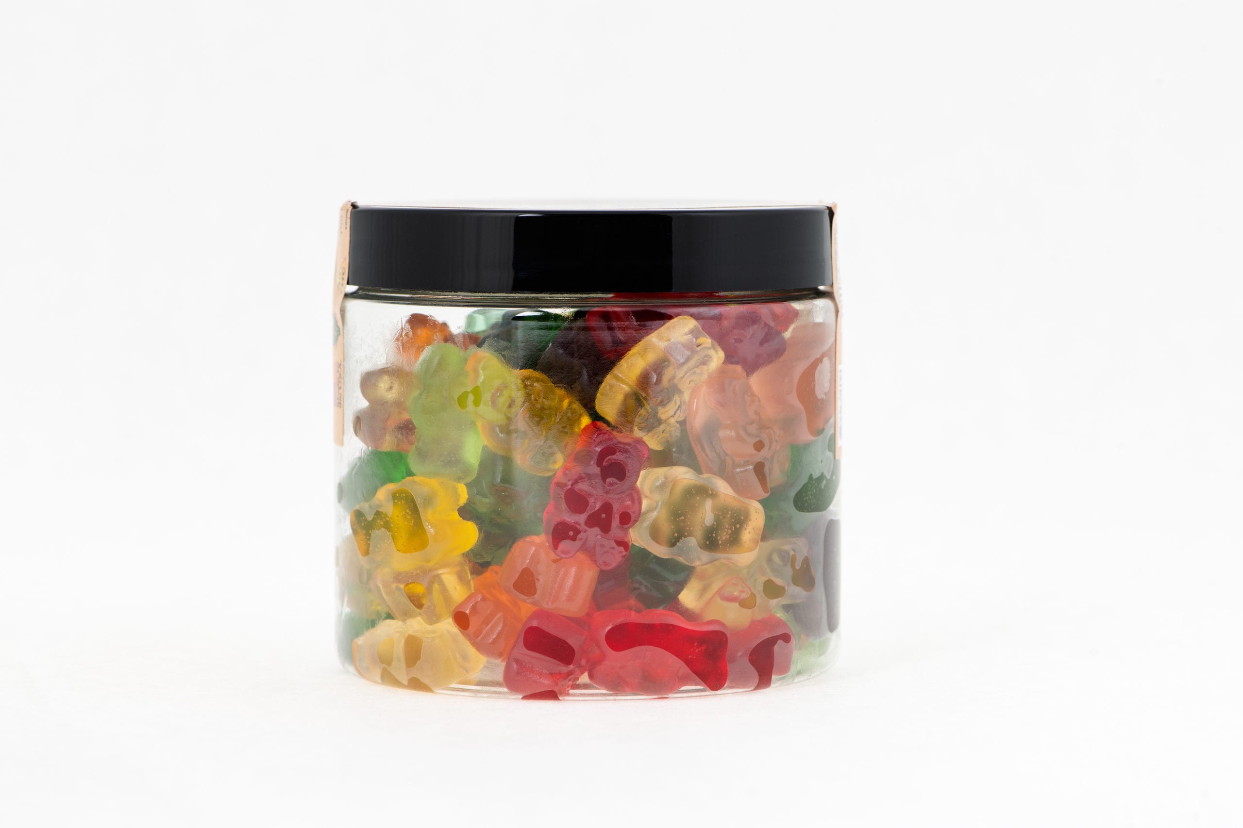 JustCBD Product Photography and Just CBD Products Side profile of container of gummy bears
