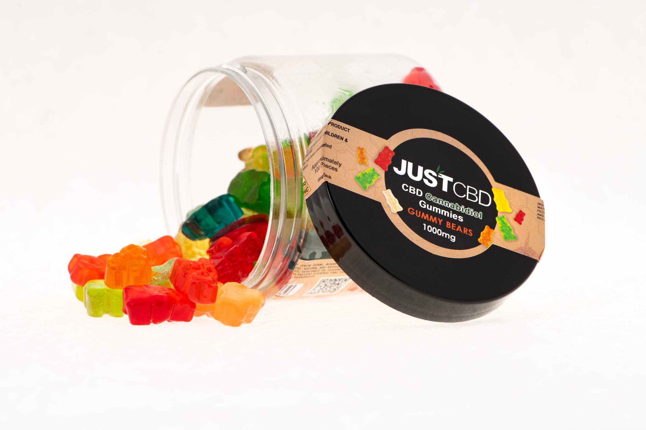 JustCBD Product Photography and Just CBD Products gummy bears on display