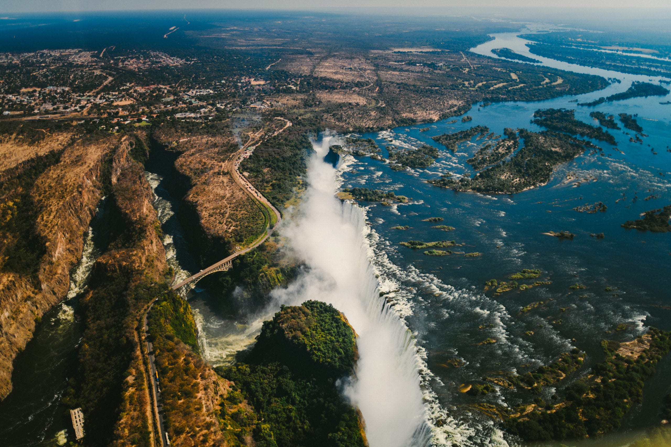 Overhead view of cliffs and ocean