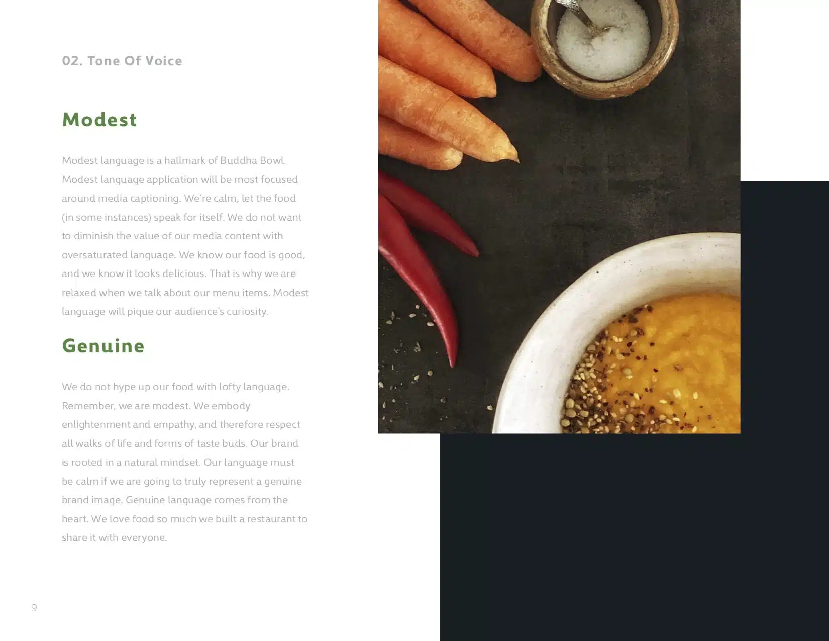 Buddha Bowl 11 Modest and Genuine Tone of Voice webpage