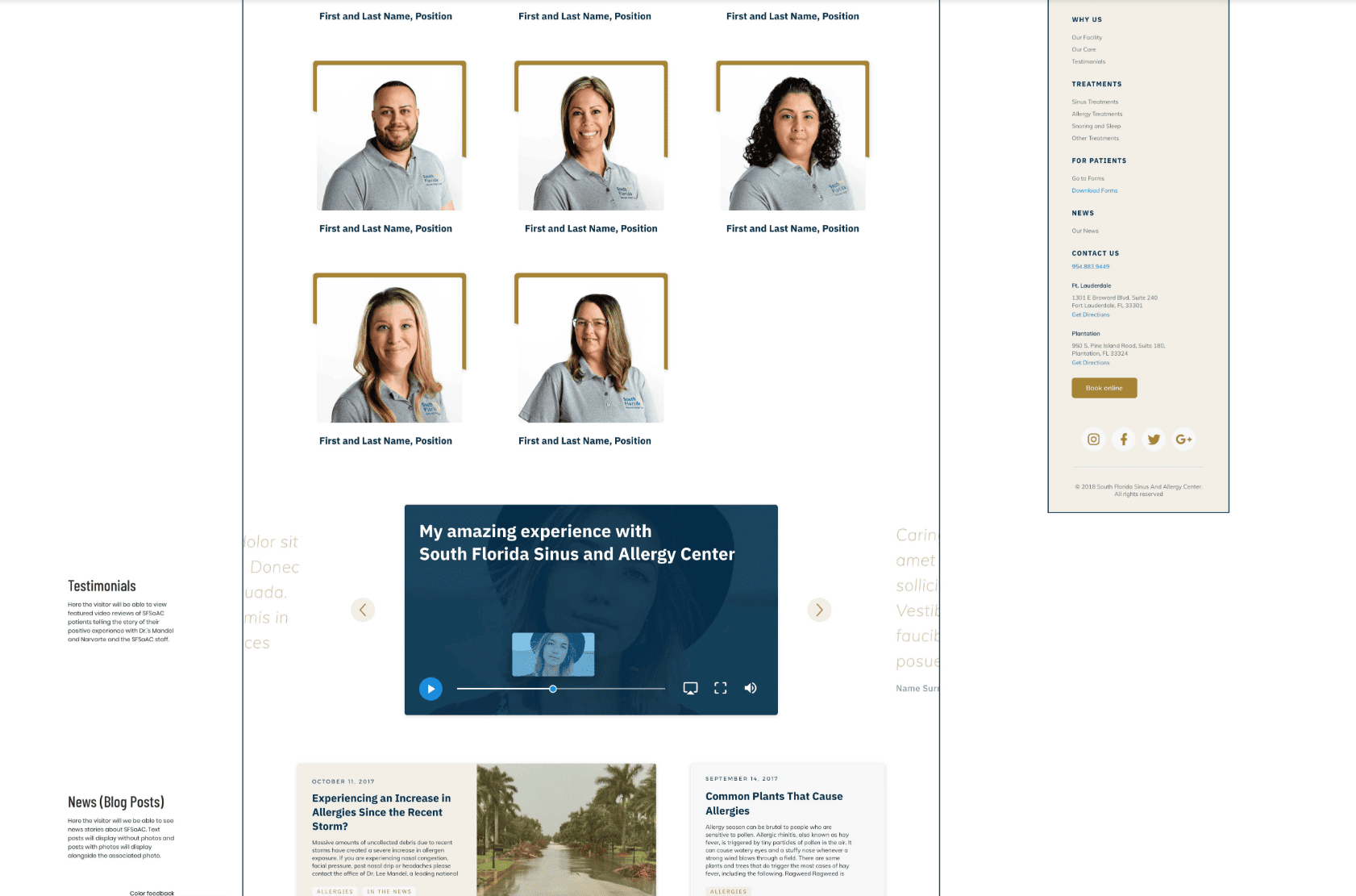 South Florida Sinus and Allergy Center Our Team page mockup