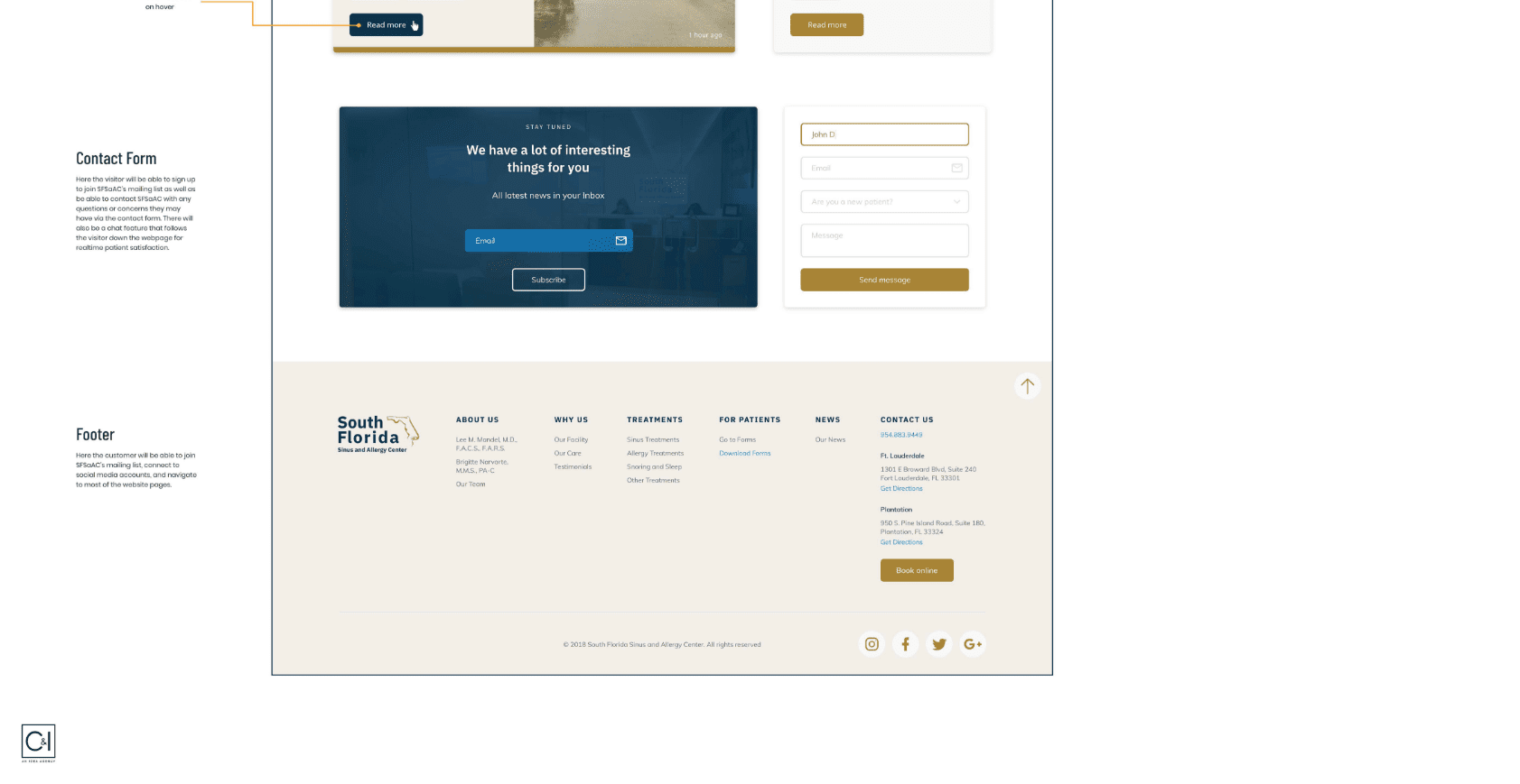 South Florida Sinus and Allergy Center Contact Page section mockup