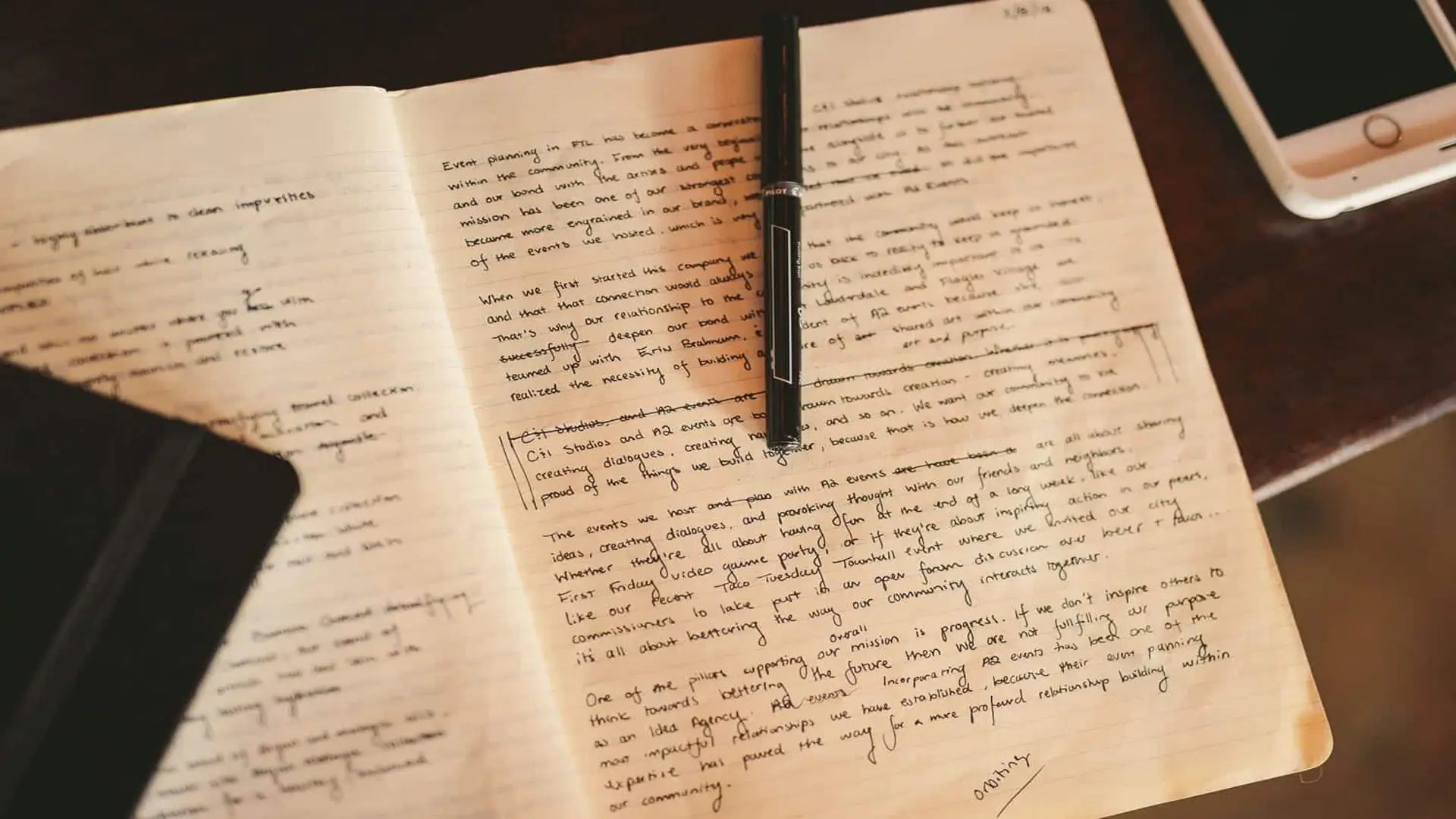cis-post-top-ted-talks-on-storytelling Closeup of writing in a notebook