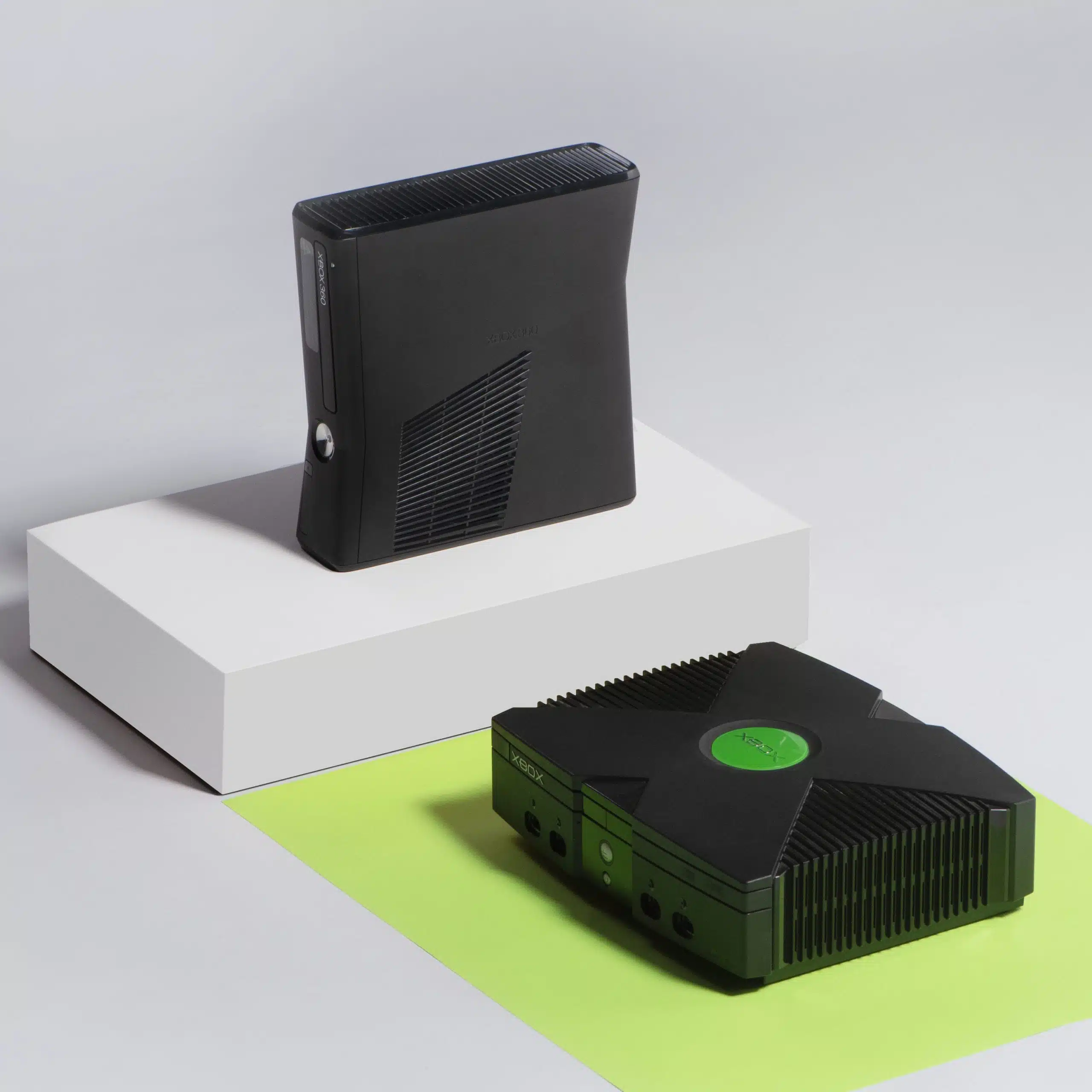 Heart Piece Plus 18 Two XBox video consoles on display