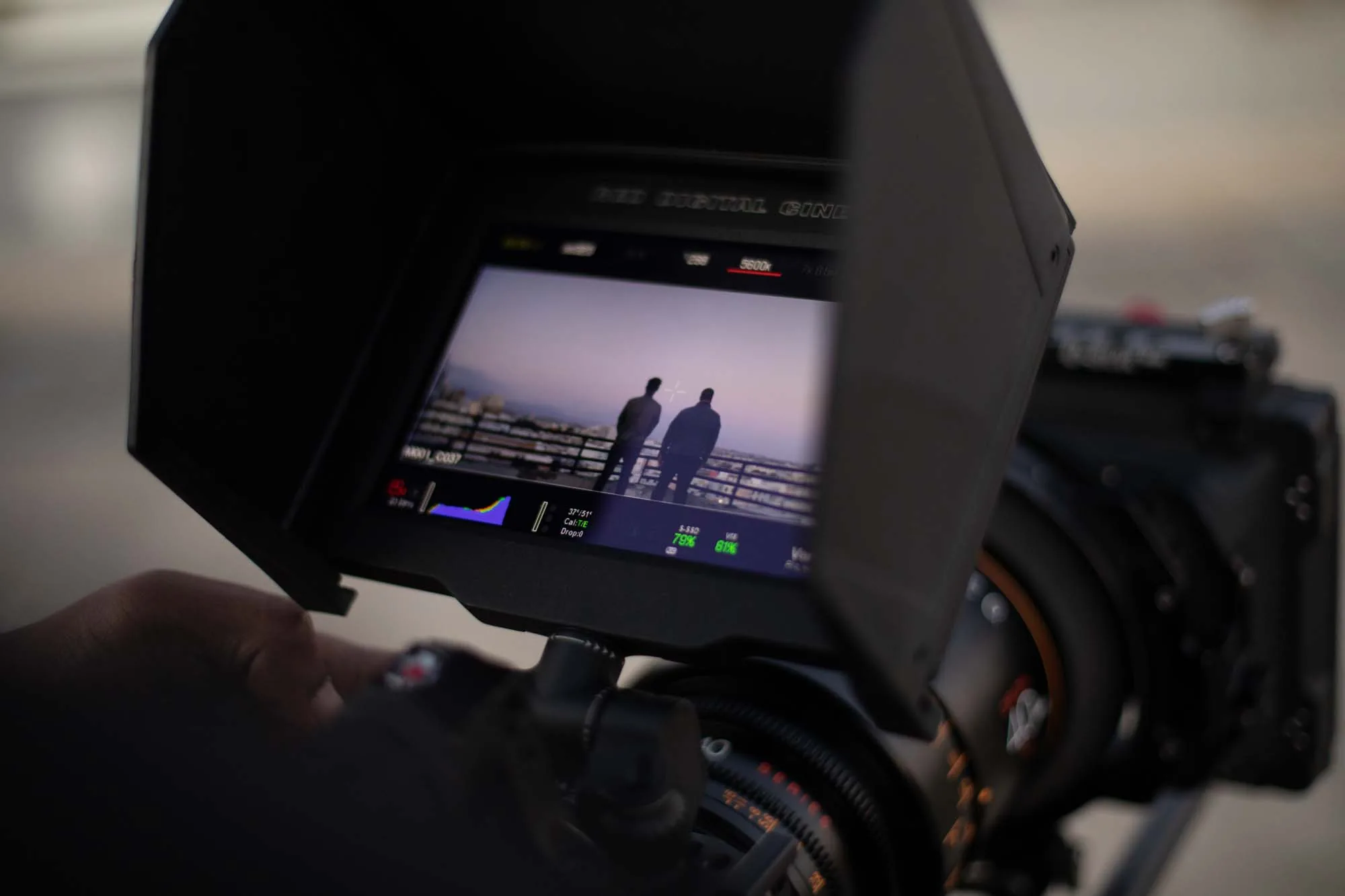 Black Violin 38 Closeup of Red Digital Cinema Professional camera view screen