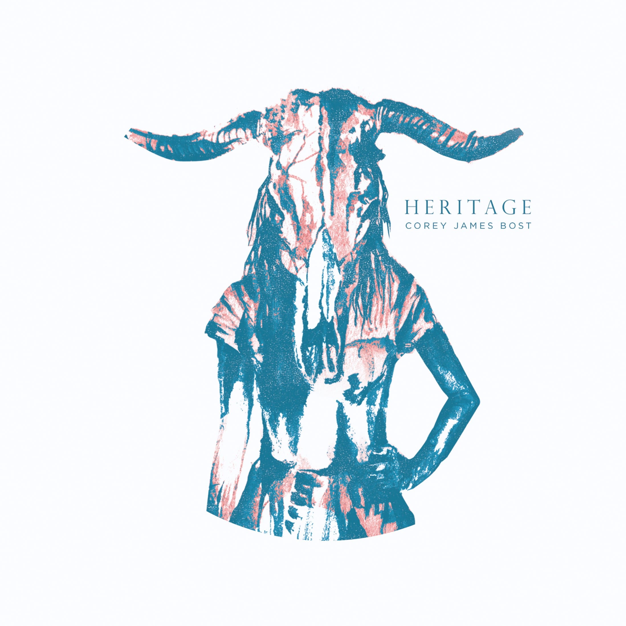 Heritage Corey James Bost Artist Profile graphic of person wearing cattle skull