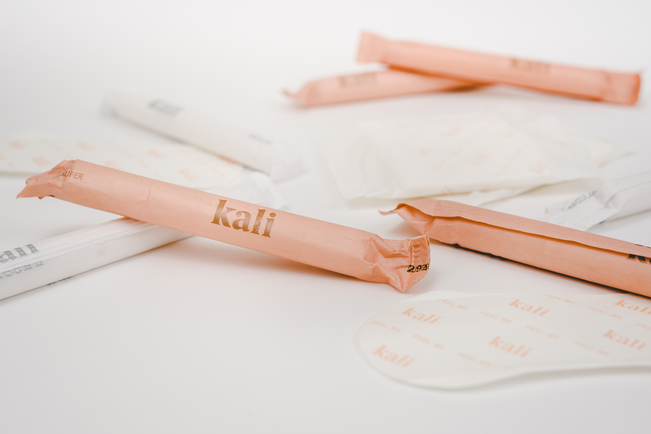 IU CI Studios Kali Boxes Branding and Marketing Closeup of tampons