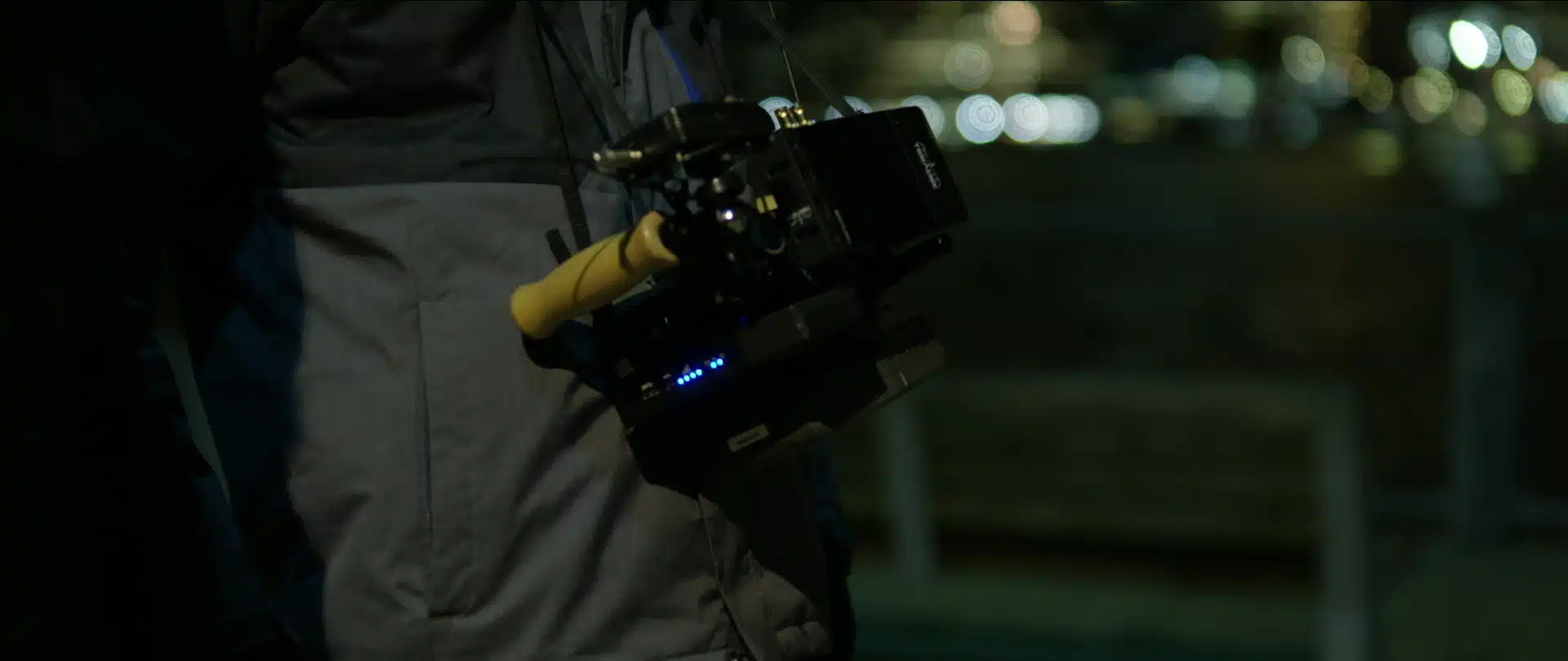 Closeup of equipment hanging on the hip of a crew member. Tv production Film Production