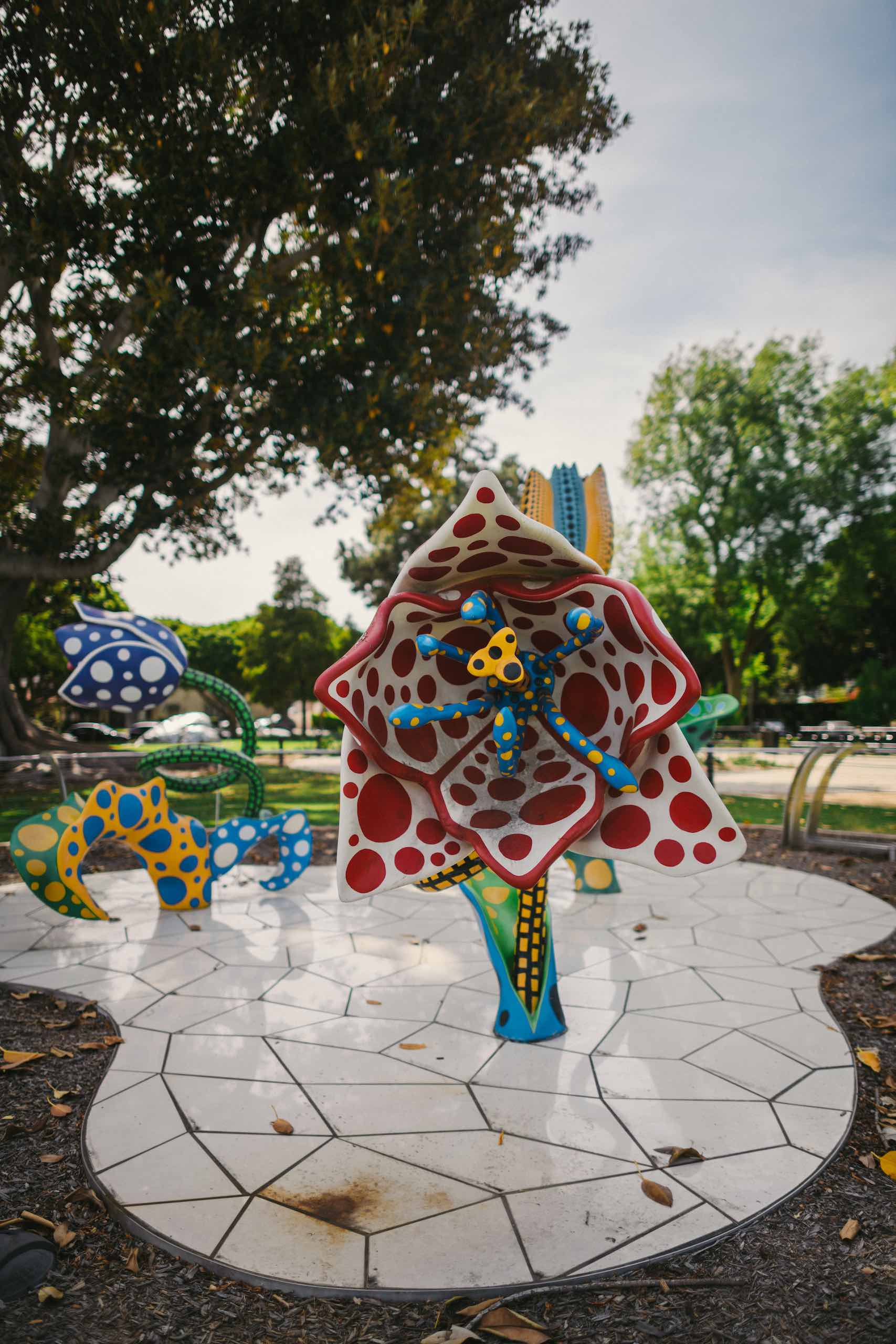 Peretti Italy branding and photography Colorful flower art in a park