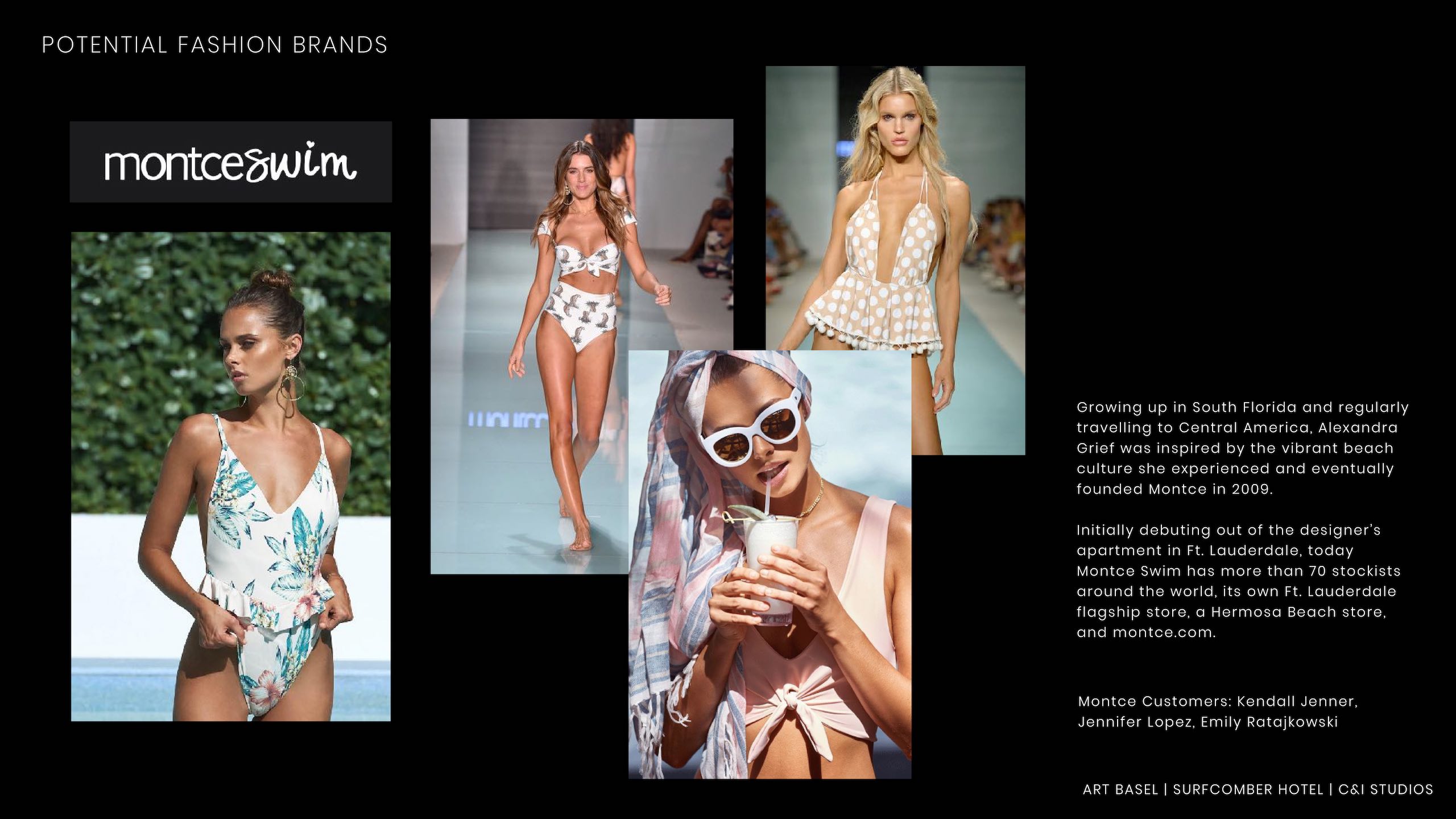 Potential Fashion Brands from MontceSwim with images of various female models