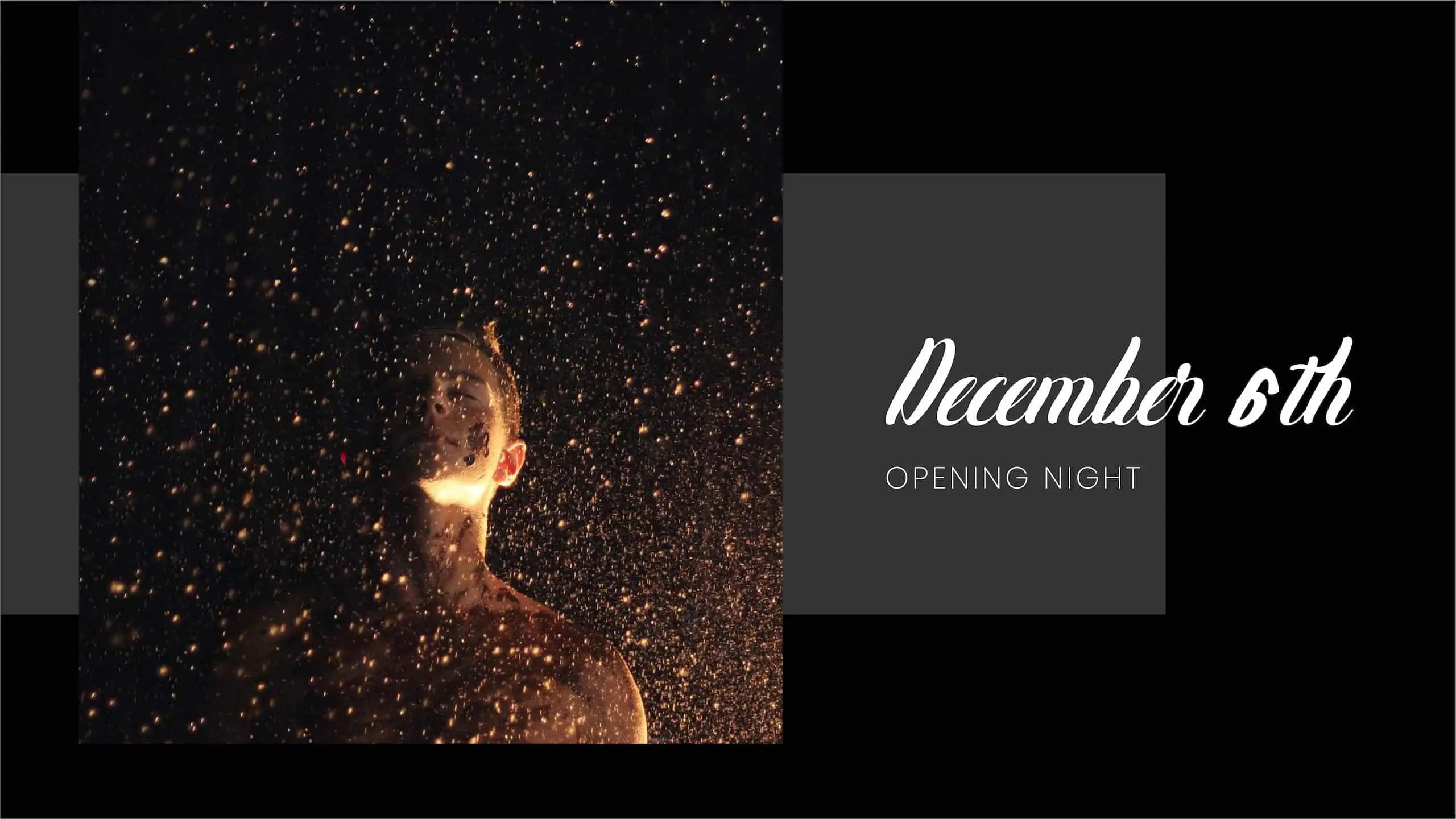 Kimpton Hotels Art Basel Installation 136 December sixth Opening Night with young tattooed man in the rain looking up with eyes closed