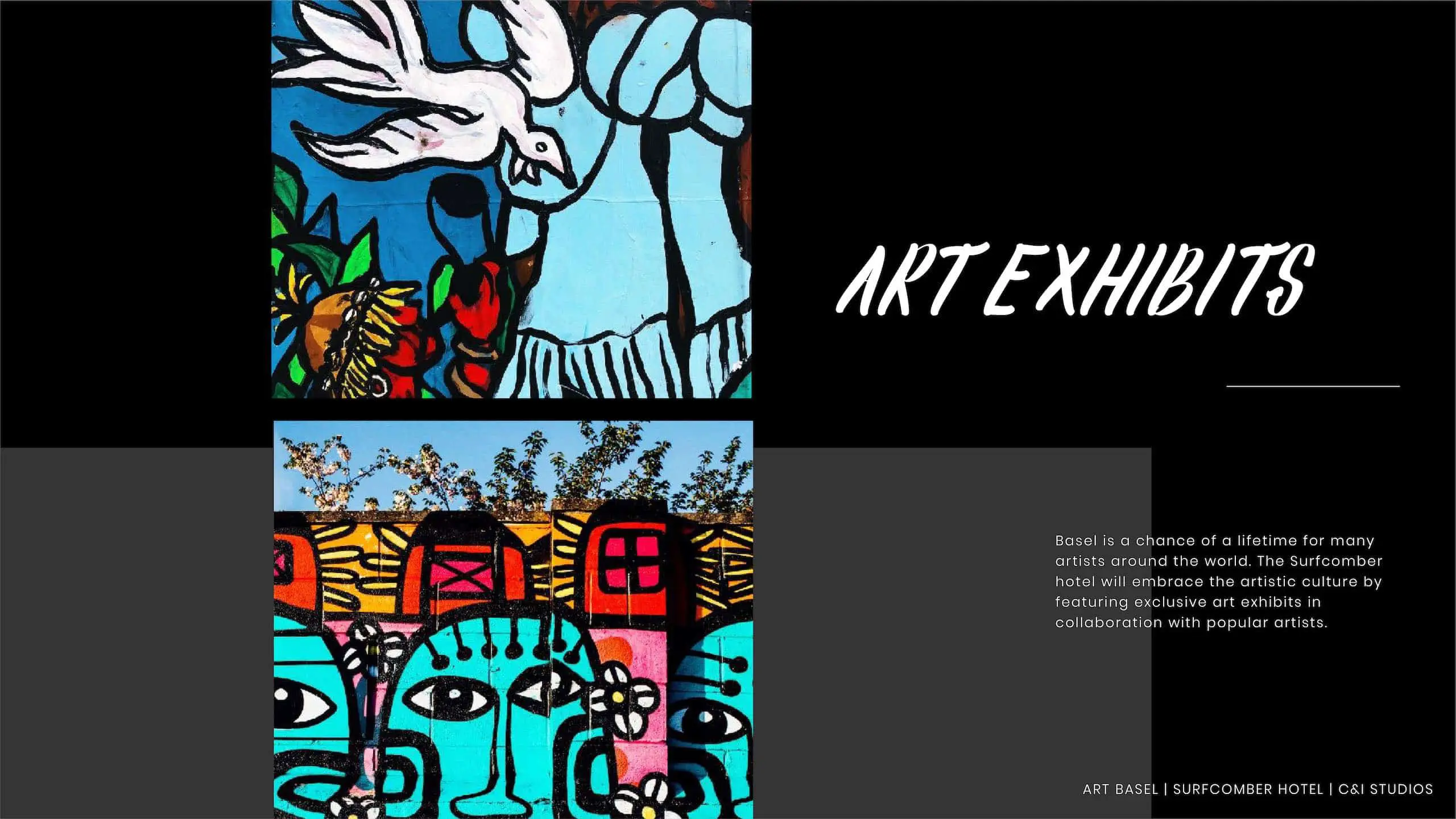 Kimpton Hotels Art Basel Installation 158 Art Exhibits with two images of artwork