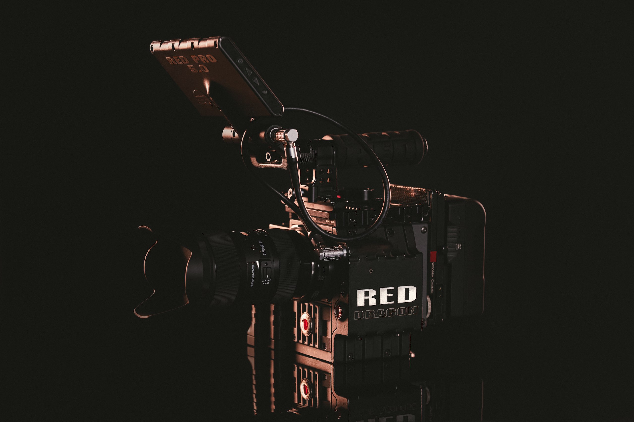 IU RED 5k Scarlet Dragon Cinema Camera for rent on display