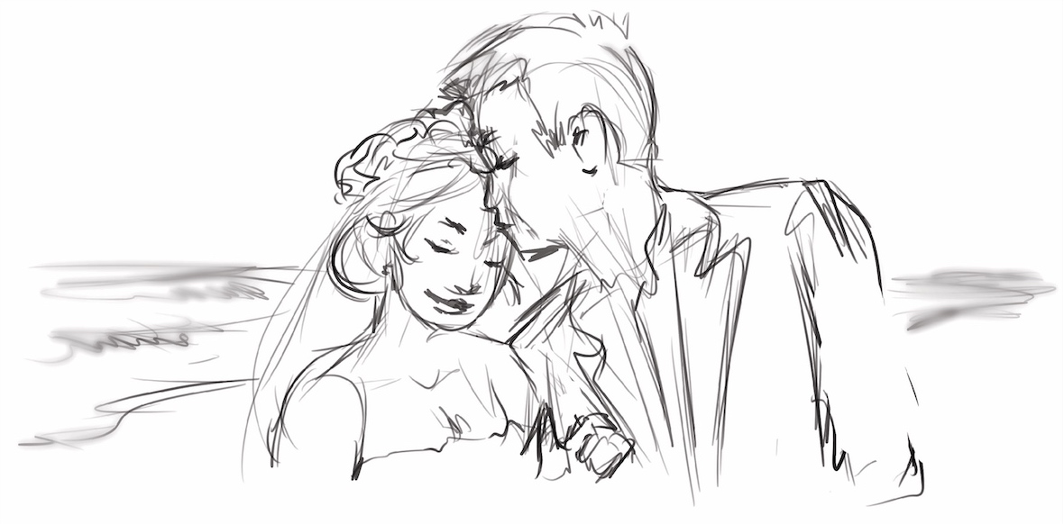 Tavistock StoryBoard Six showing a drawing of wedding couple