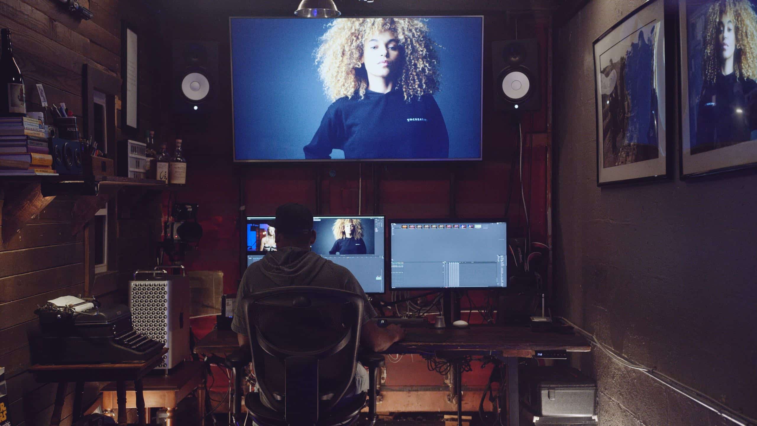 BlackMagic Design Editfest 2020 with Joshua Miller working on editing software on desktop computer