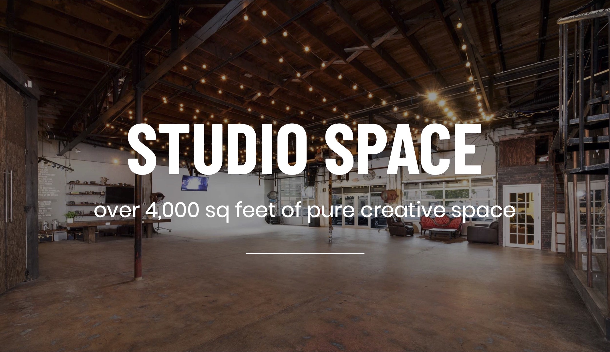 Production Resources White Studio Space over 4000 sq feet of pure creative space title on background of studio space at CI Studios