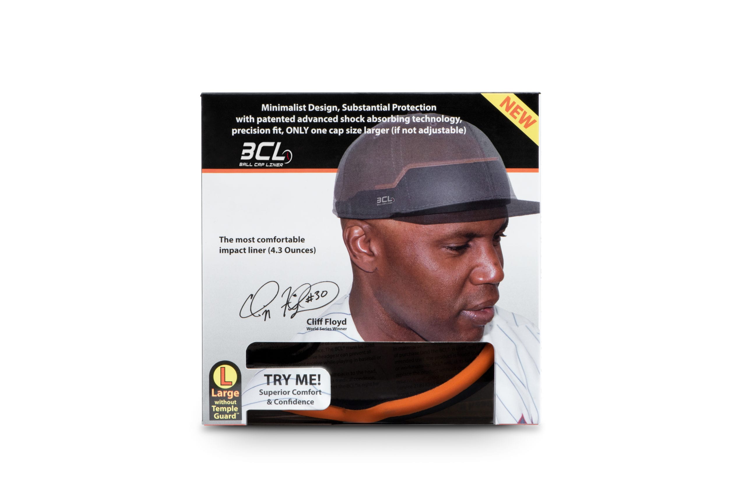 IU C&I Studios Ball Cap Liner packaging with baseball player Cliff Floyd on front