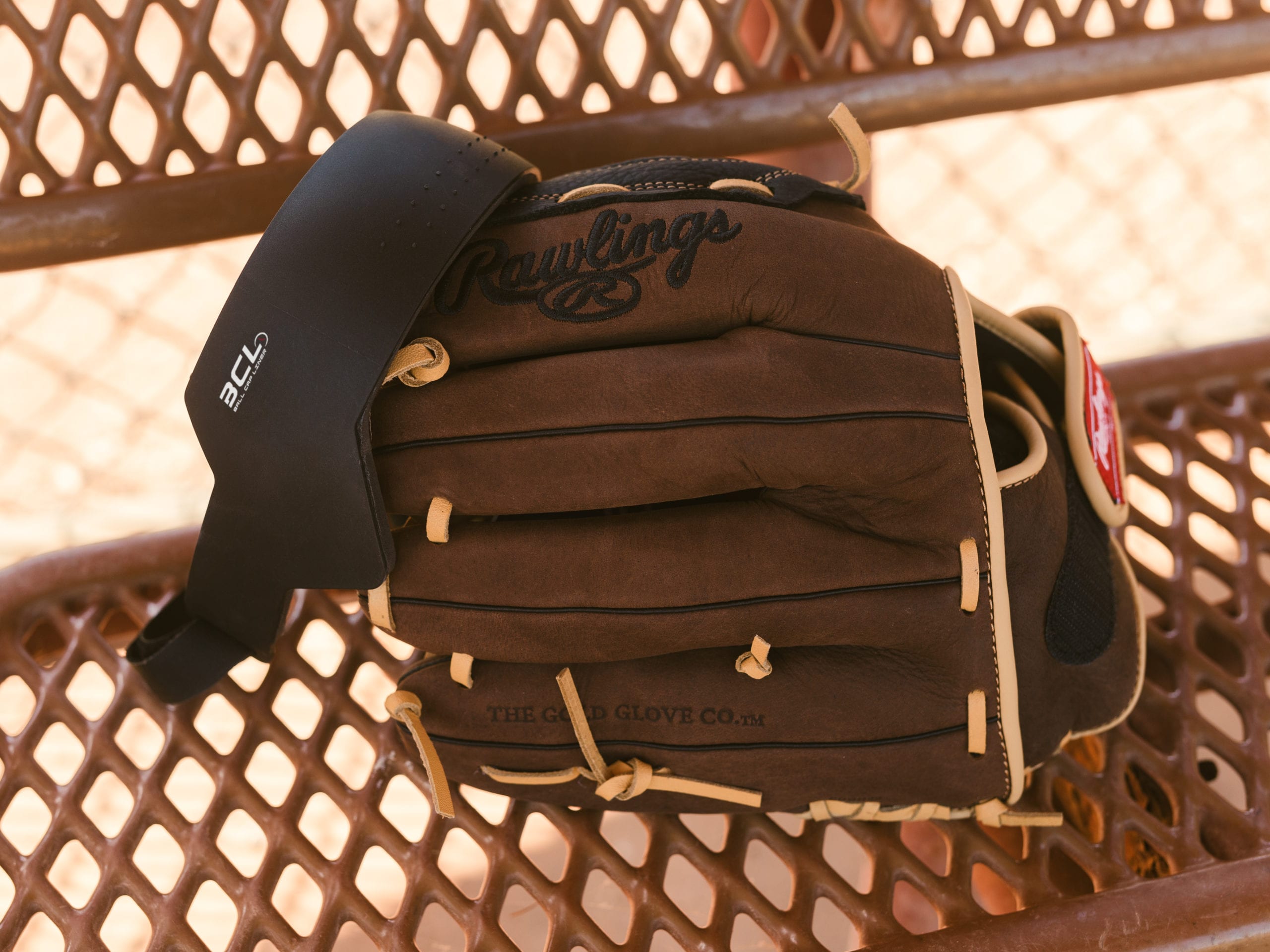 IU C&I Studios Ball Cap Liner Closeup of baseball mitt with BCL on it