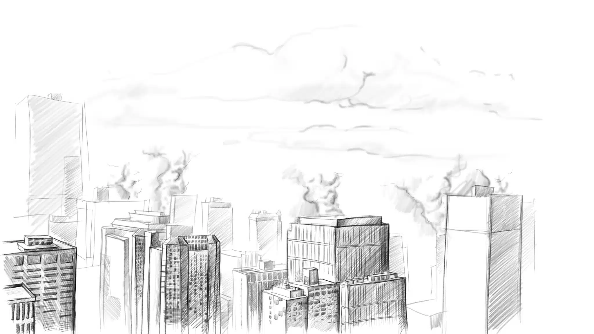 Joshua Hayes 7 Black and white Illustration Smoke Stacks