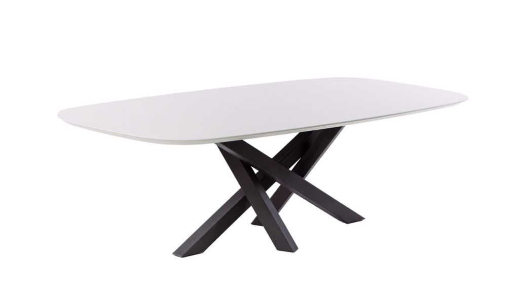 White Oval Table With Black Legs On Display