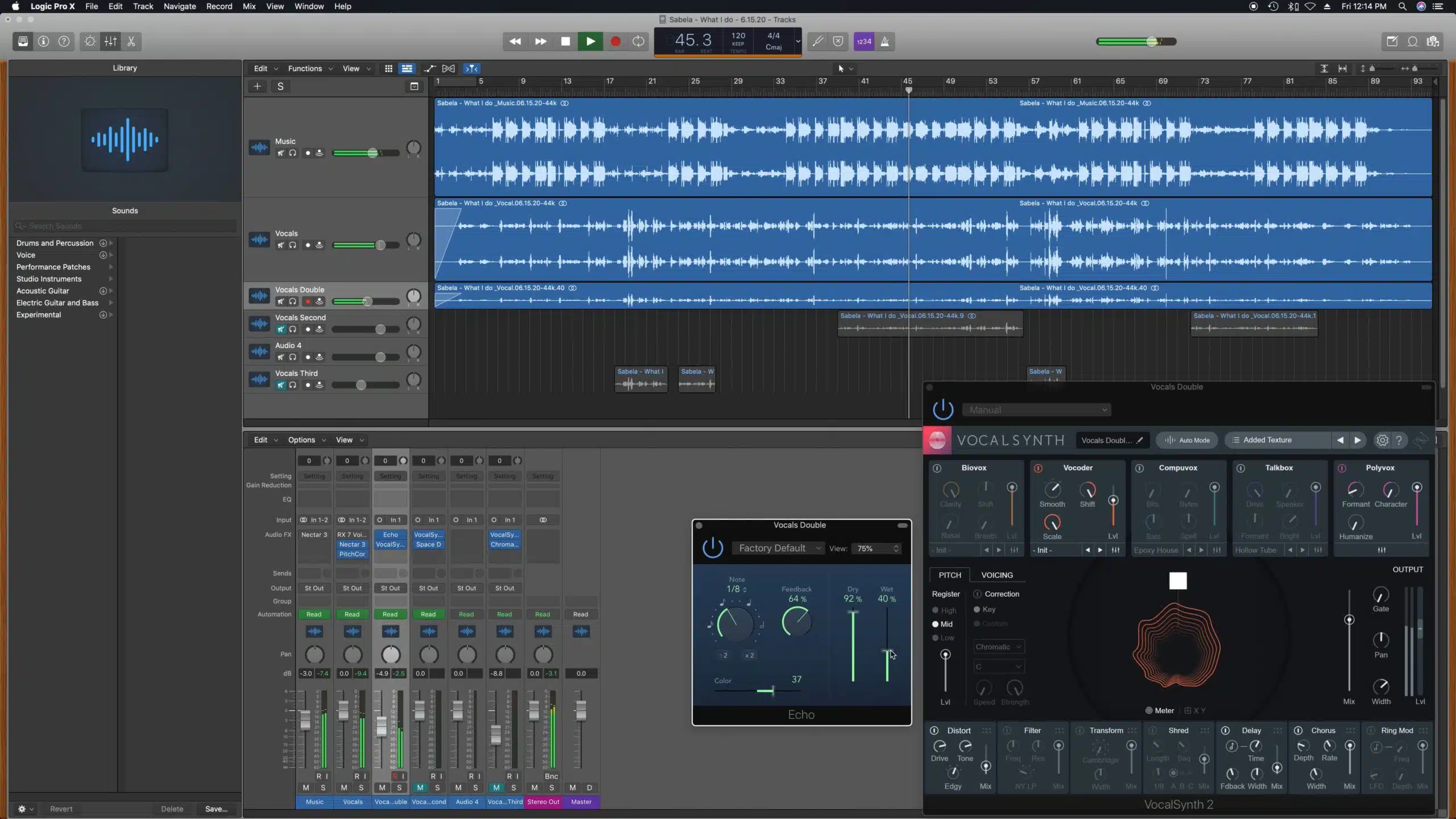 Closeup view of audio editing software on a computer display