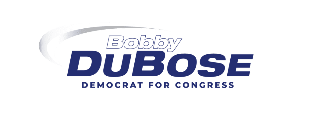 Gray, White And Dark Blue Bobby Dubose Democrat For Congress Logo