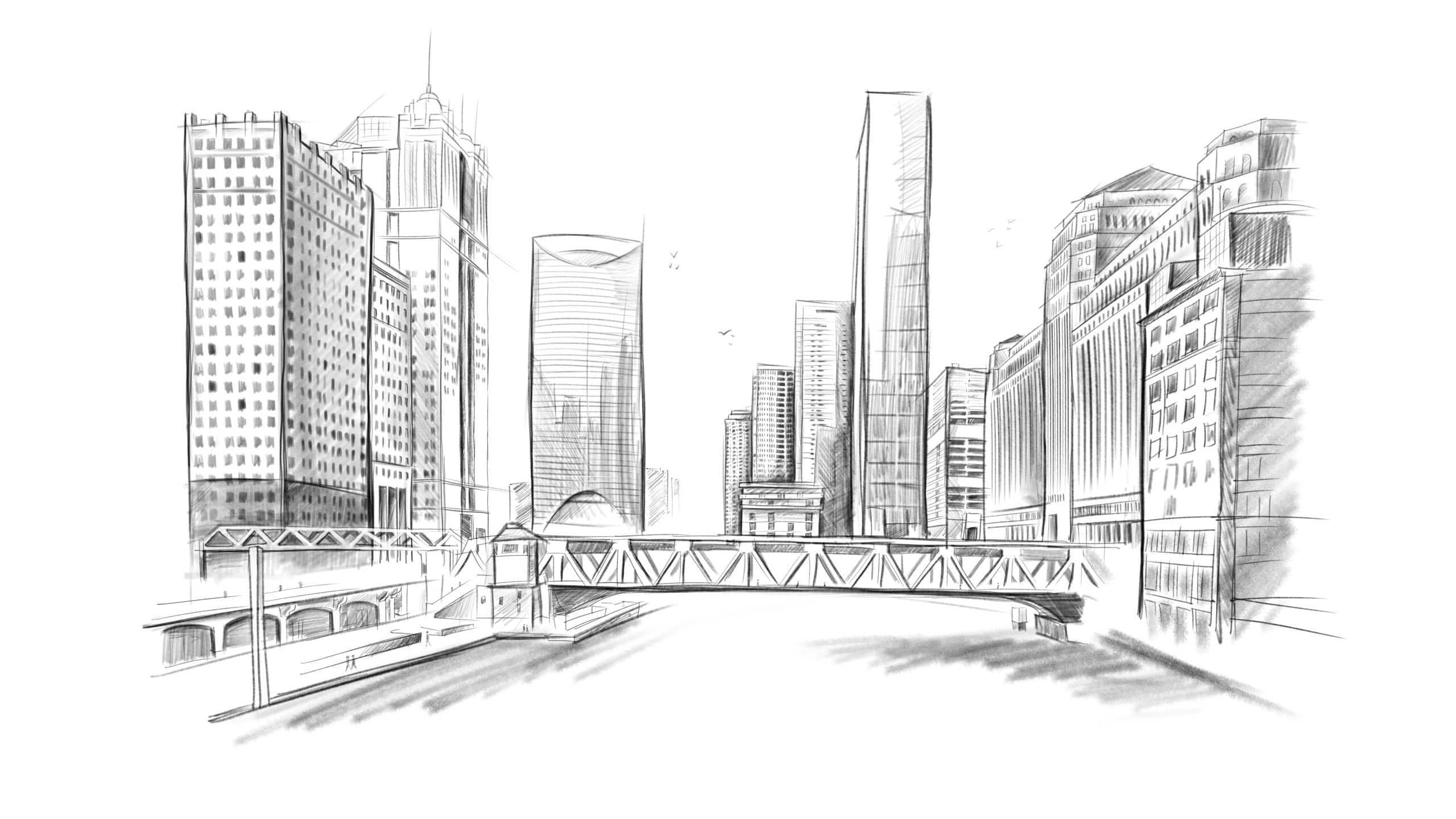 Geneva Seal Illustration Chicago IU C&I Studios Page Black and white Geneva Seal Illustration Chicago Bridge drawing