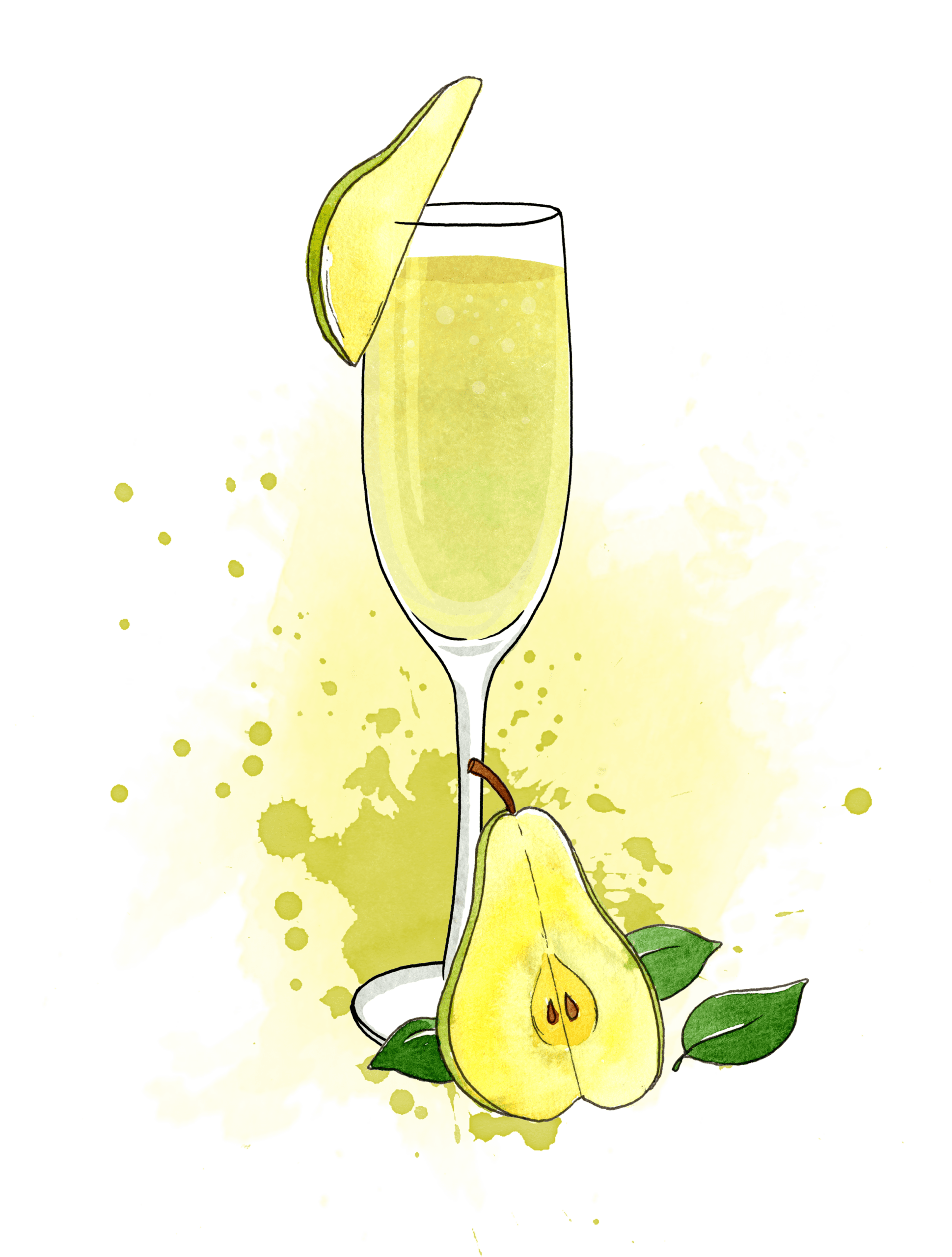 Illustrations Pear Mimosa IU C&I Studios Page Pear Mimosa with slices of pear graphic