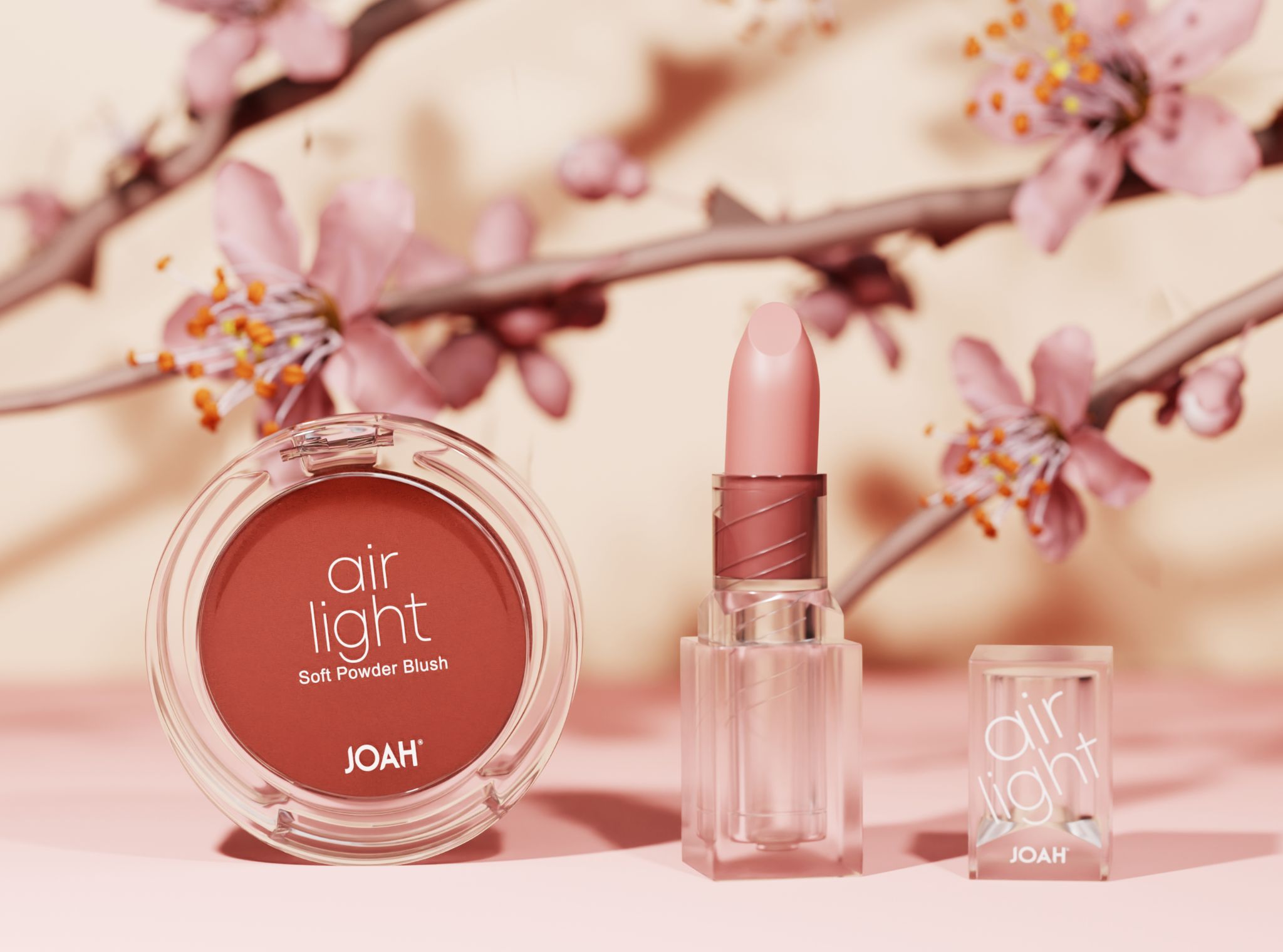 KISS JOAH Air light powder case Airline lipstick Cherry Blossom