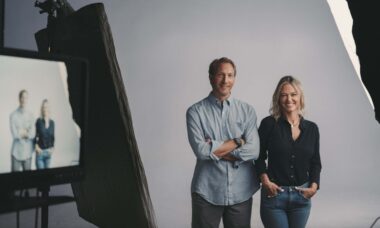 WellOff Elixirs founder Courtney & David posing in studio during a photoshoot