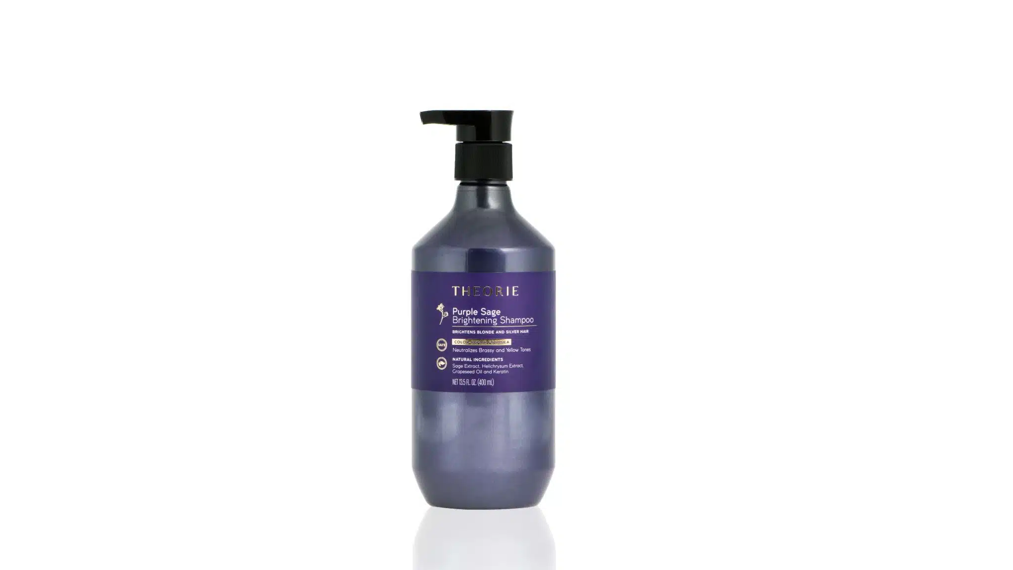 Beauty 39 Theorie Purple Sage Brightening Shampoo on display